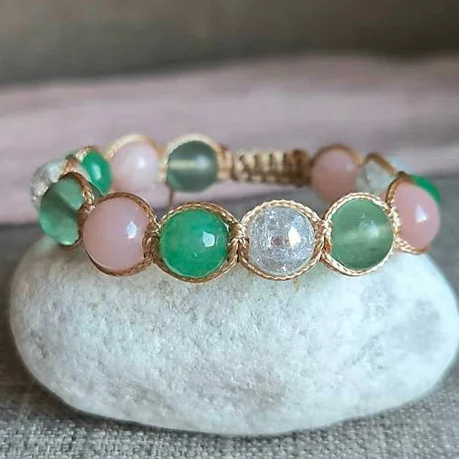 Rosalinda - Mineral Bracelet (Flourite, Jadeite, Rose Quartz, Crystal) - Marole