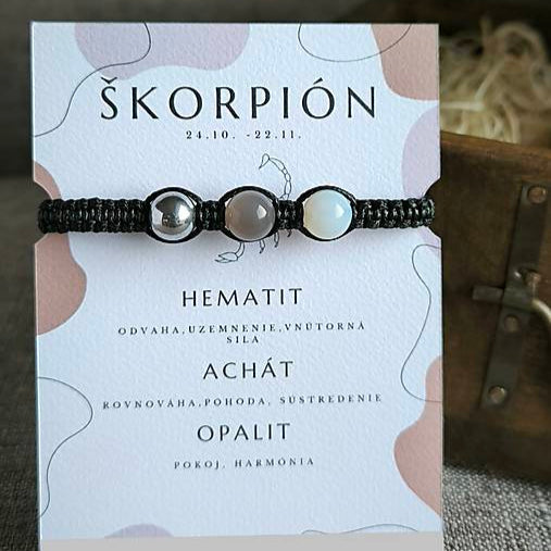 Škorpión (Hematit, Achát, Opalit)
