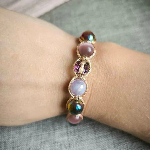 Plum - Mineral Bracelet (Cat's Eye, Agate, Jadeite) - Marole