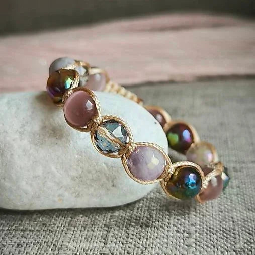 Plum - Mineral Bracelet (Cat's Eye, Agate, Jadeite) - Marole