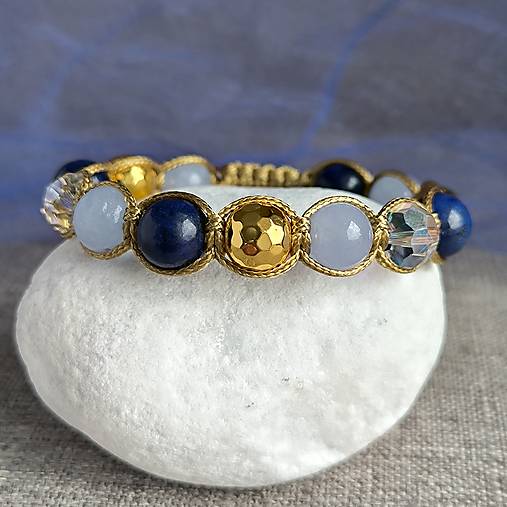 Royal Blue - Náramok z minerálov (Lapis Lazuli, Akvamarín, Hematit )