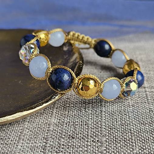 Royal Blue - Náramok z minerálov (Lapis Lazuli, Akvamarín, Hematit )