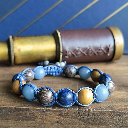 Nautical - Náramok z minerálov (Jaspis, Lapis Lazuli, Avanturín, Obsidián)