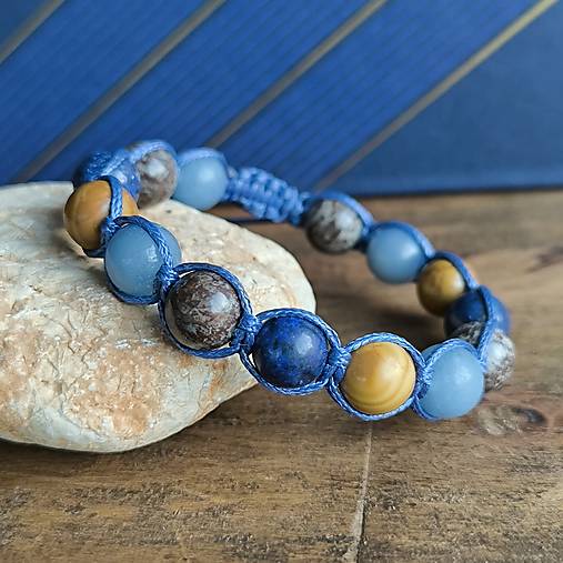 Nautical - Náramok z minerálov (Jaspis, Lapis Lazuli, Avanturín, Obsidián)