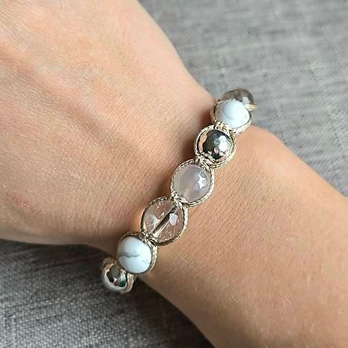 White serenity - Mineral bracelet (Hematite, Agate, Howlite, Crystal) - Marole