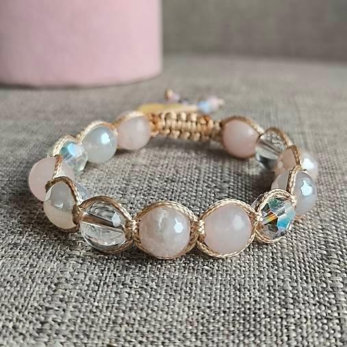 Mery Rose - Náramok z minerálov (Ruženín, Achát, Krištáľ) - Marole