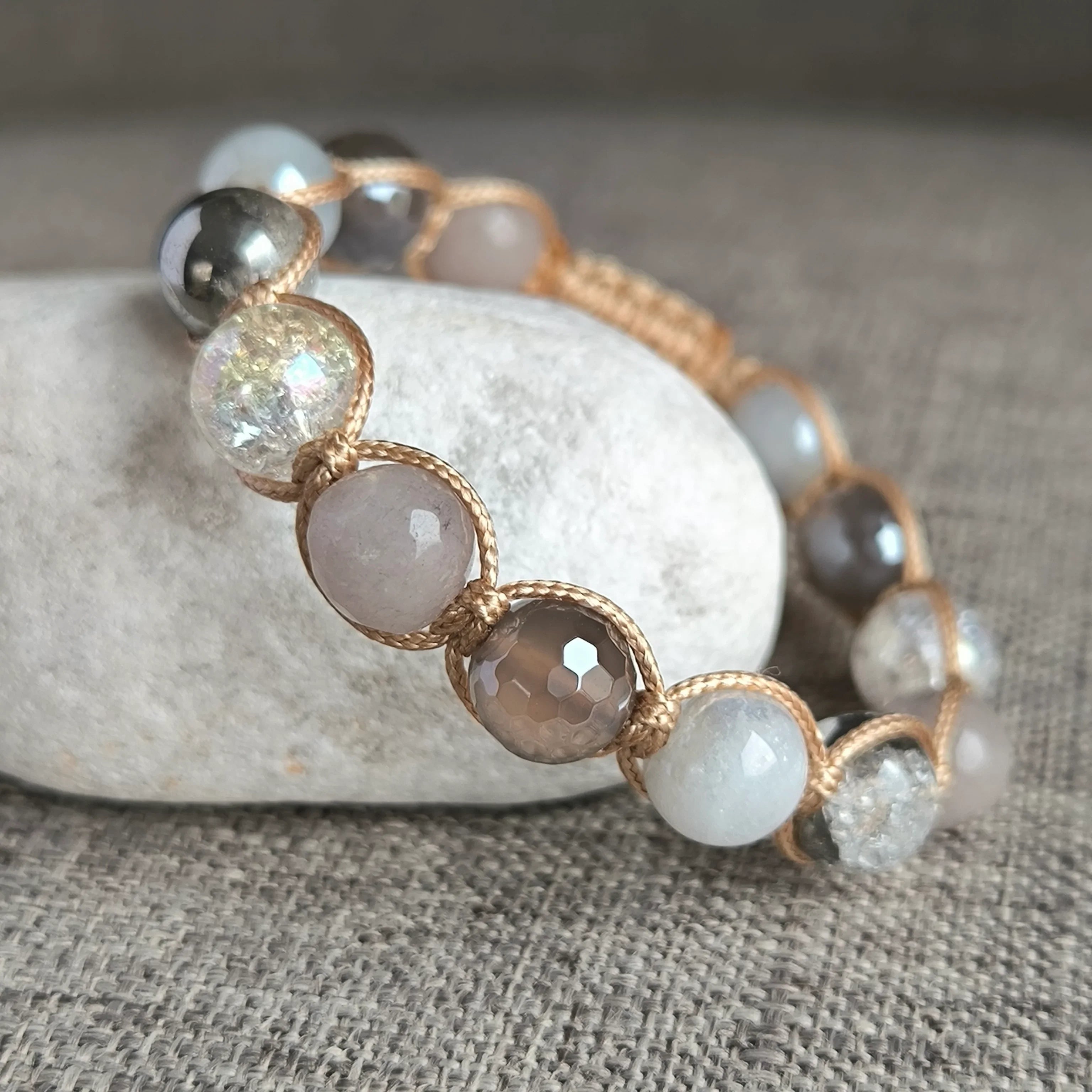 Shadow - Mineral Bracelet (Angelite, Crystal, Agate, Jadeite) - Marole