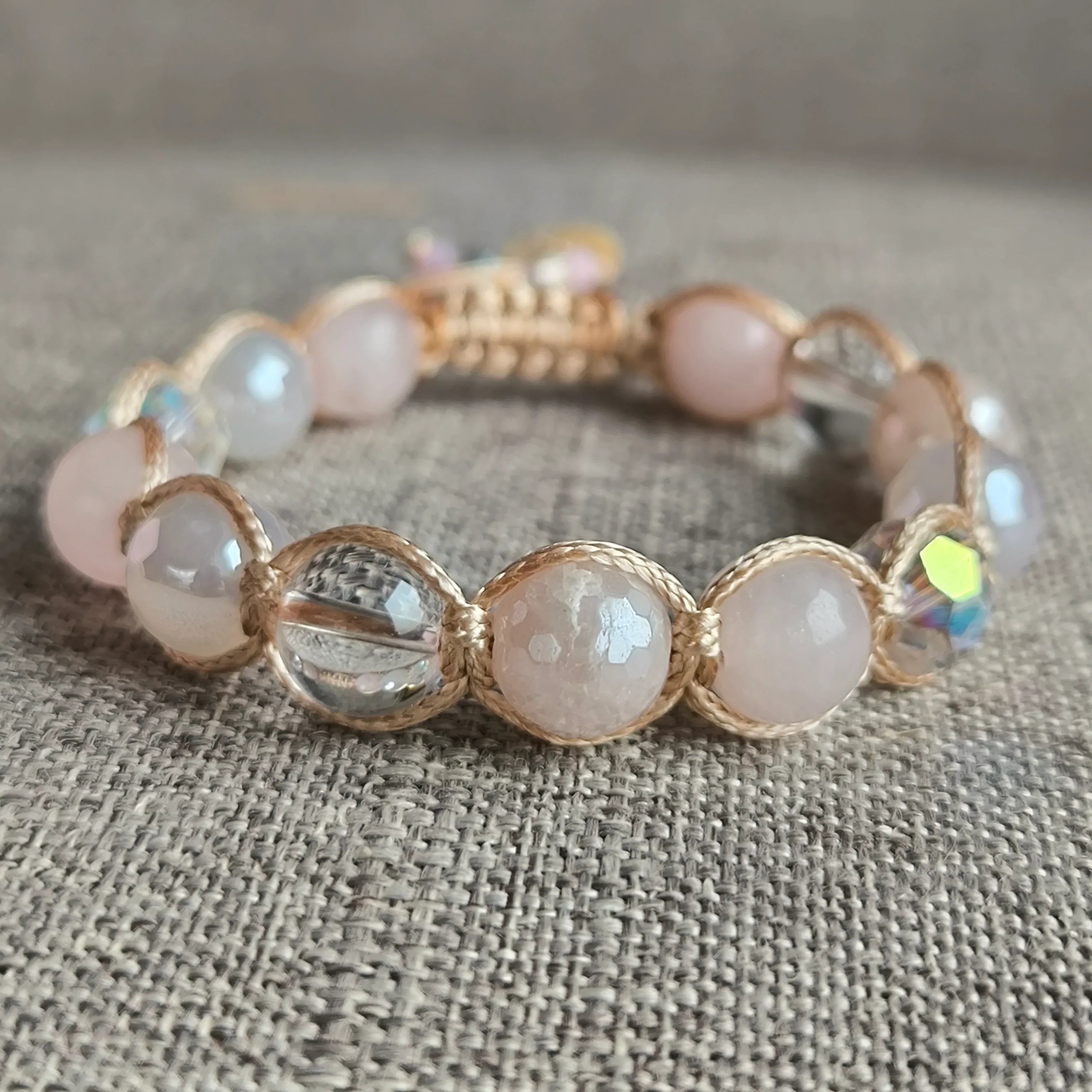 Mery Rose - Náramok z minerálov (Ruženín, Achát, Krištáľ) - Marole