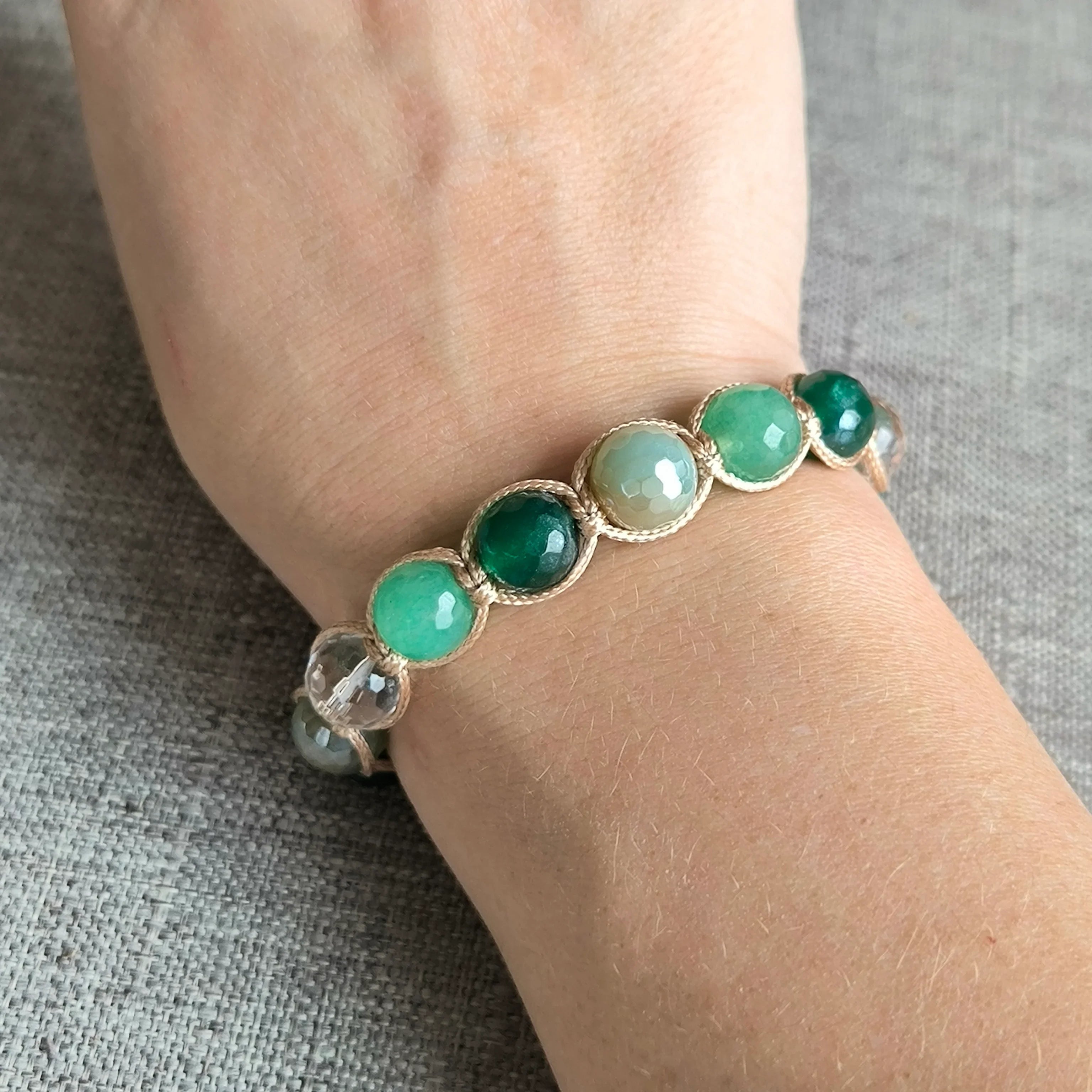 Fern - Mineral Bracelet (Crystal, Jadeite, Agate) - Marole
