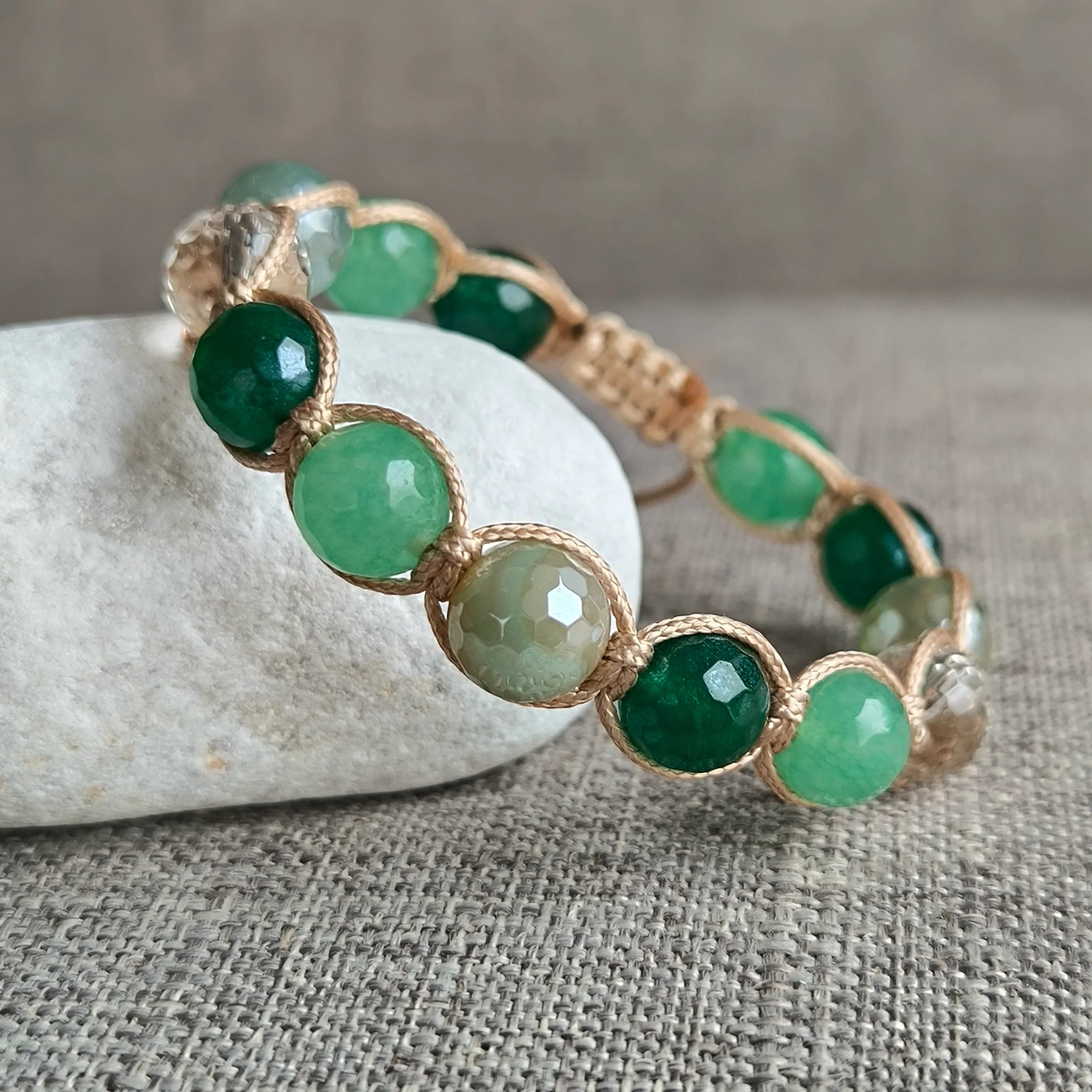 Fern - Mineral Bracelet (Crystal, Jadeite, Agate) - Marole