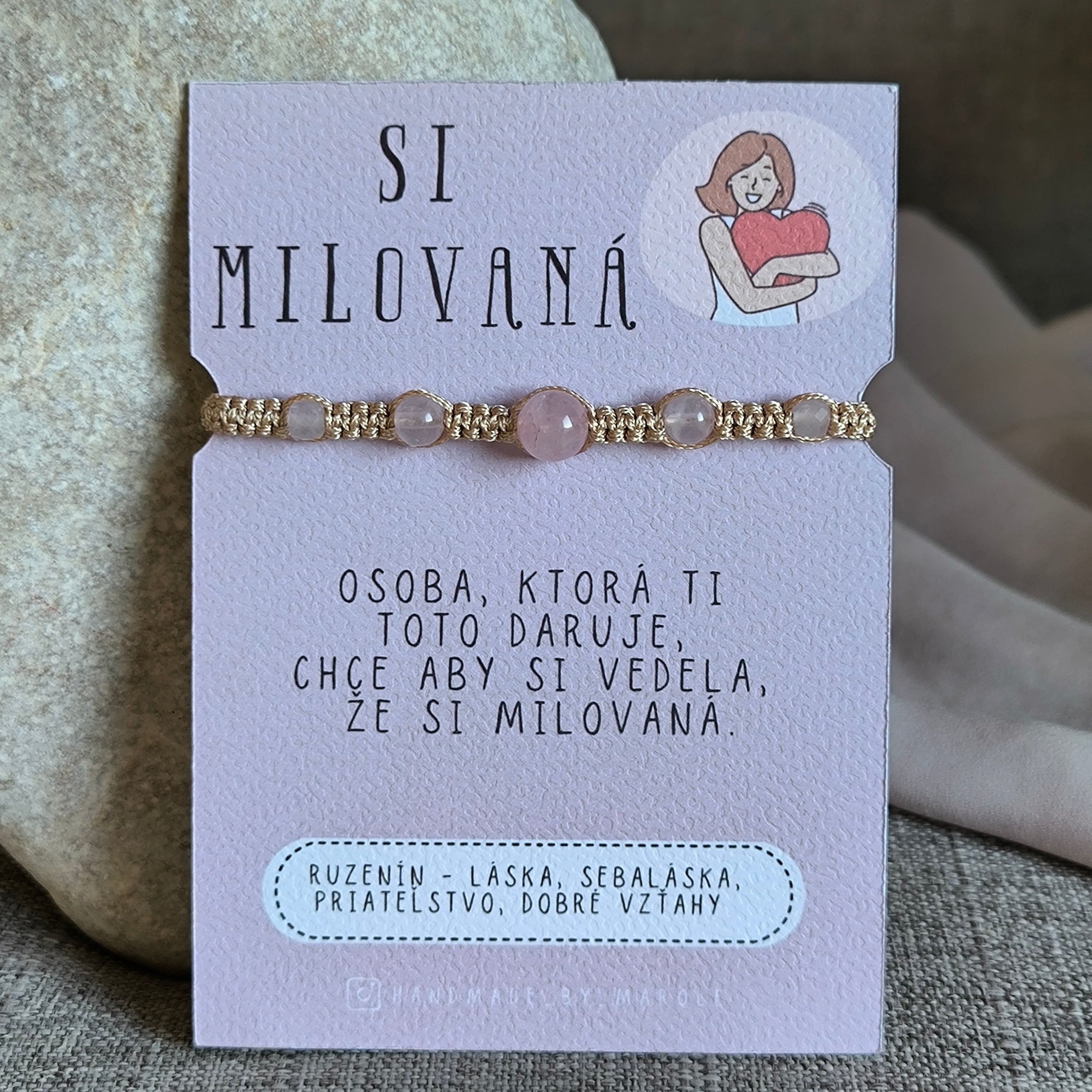Minimalistický náramok - Si Milovaná (Ruženín) - Marole