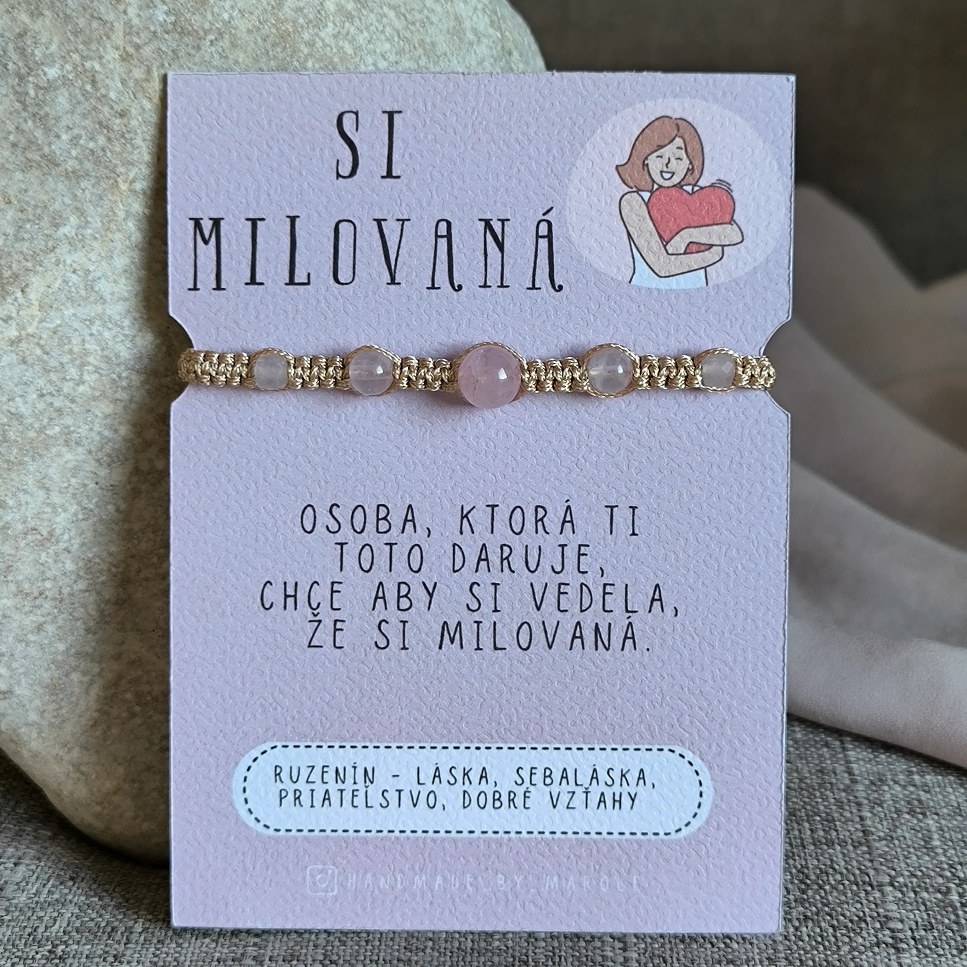 Minimalistický náramok - Si Milovaná (Ruženín) - Marole