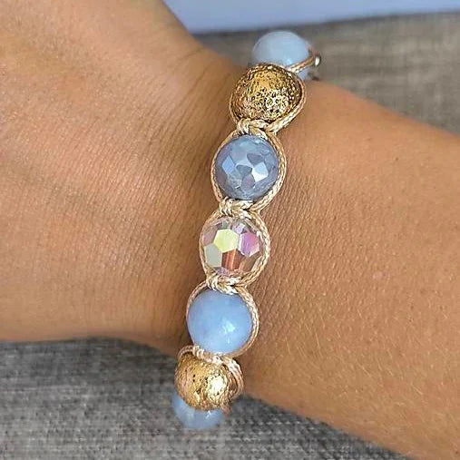 Golden Sky - Mineral Bracelet (Aquamarine, Agate, Lava Stone) - Marole