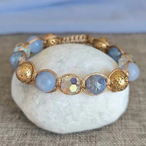 Golden Sky - Mineral Bracelet (Aquamarine, Agate, Lava Stone) - Marole