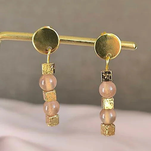 Mineral earrings (Jadeite, Lava stone) - Marole