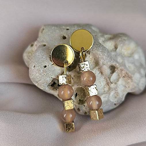 Mineral earrings (Jadeite, Lava stone) - Marole