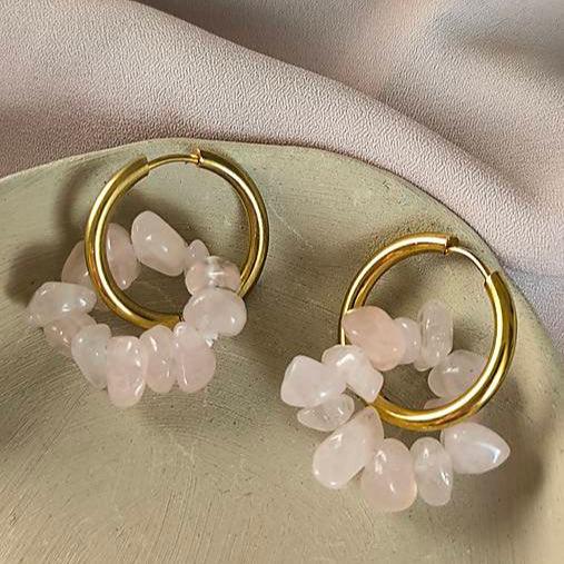 Mineral earrings (Rose quartz) - Marole