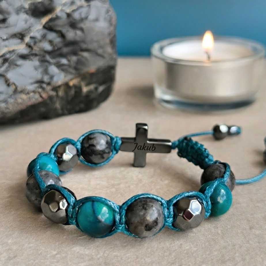 Rosary for a boy (Tiger's Eye, Labradorite, Hematite)