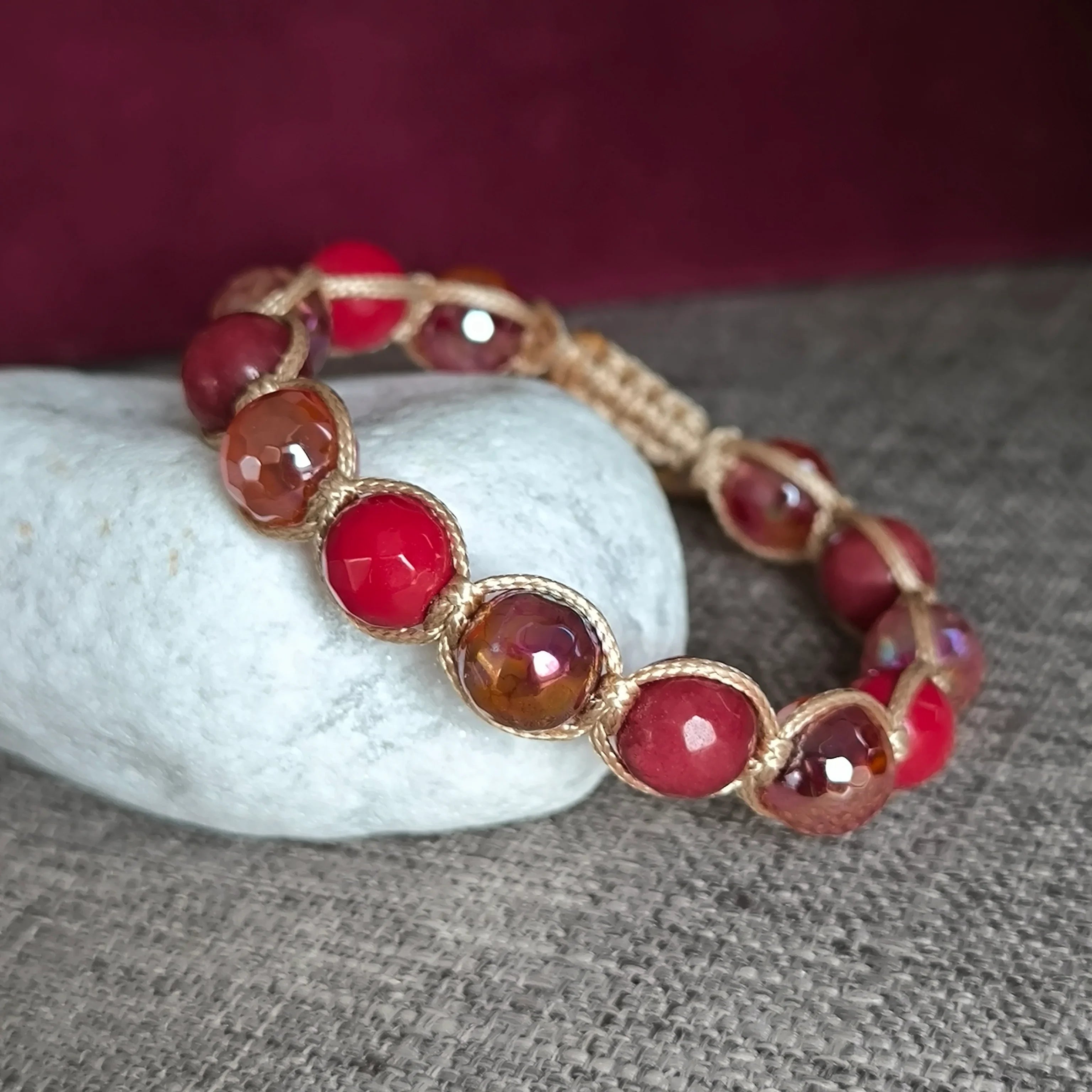 Cherry - Mineral Bracelet (Jadeite, Agate) - Marole