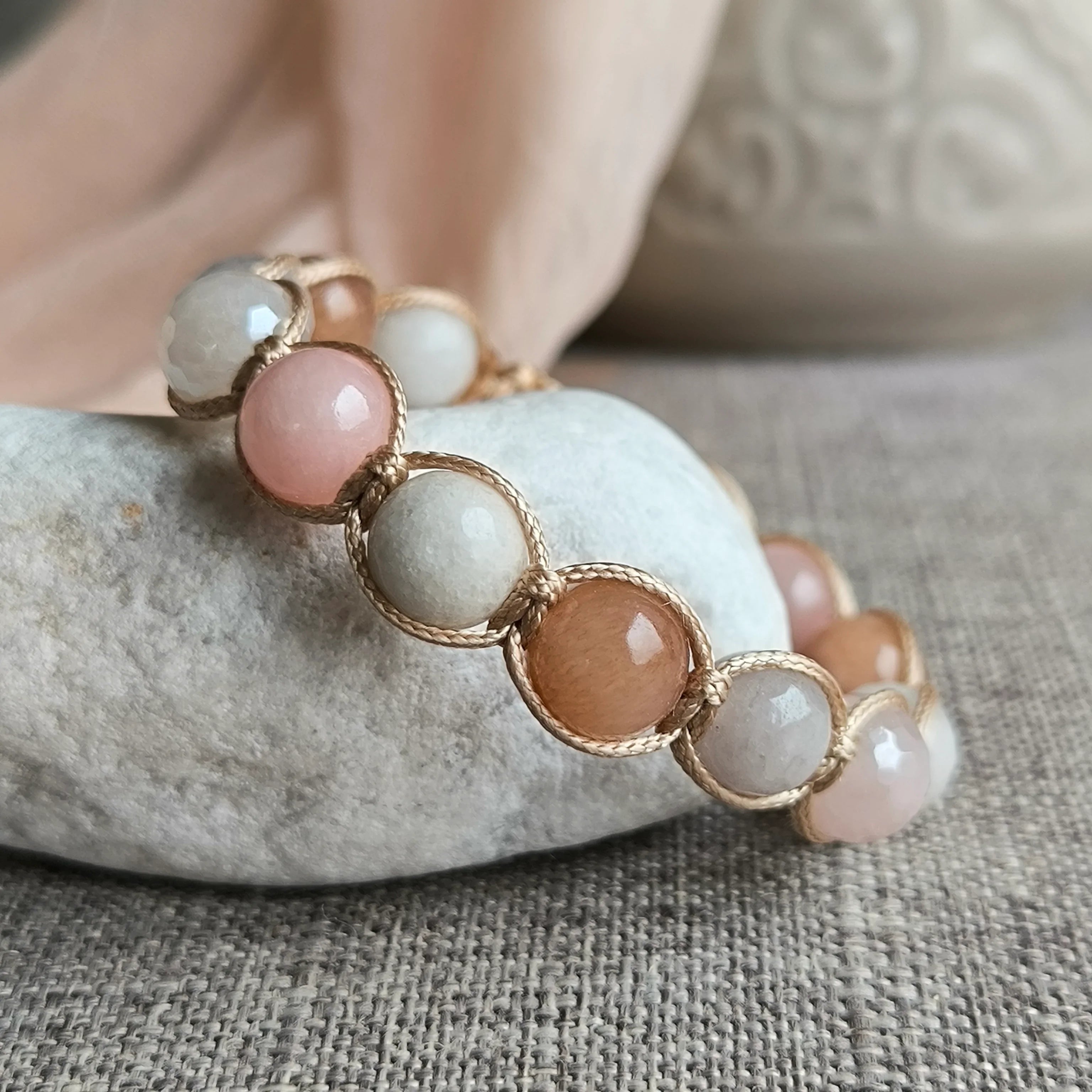 Latte - Mineral Bracelet (Jadeite, Rose Quartz) - Marole