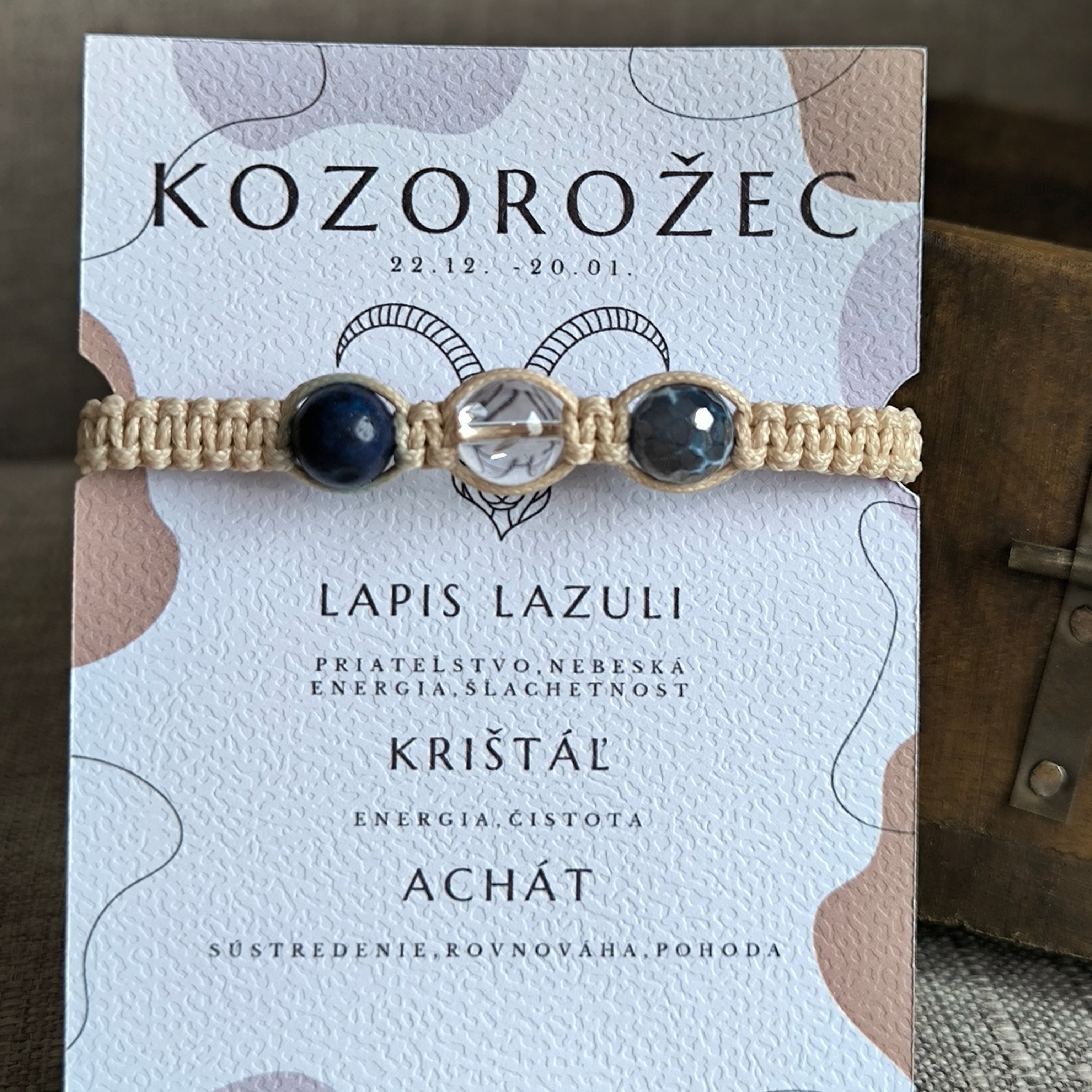 Kozorožec (Lapis Lazuli, Krištáľ, Achát)