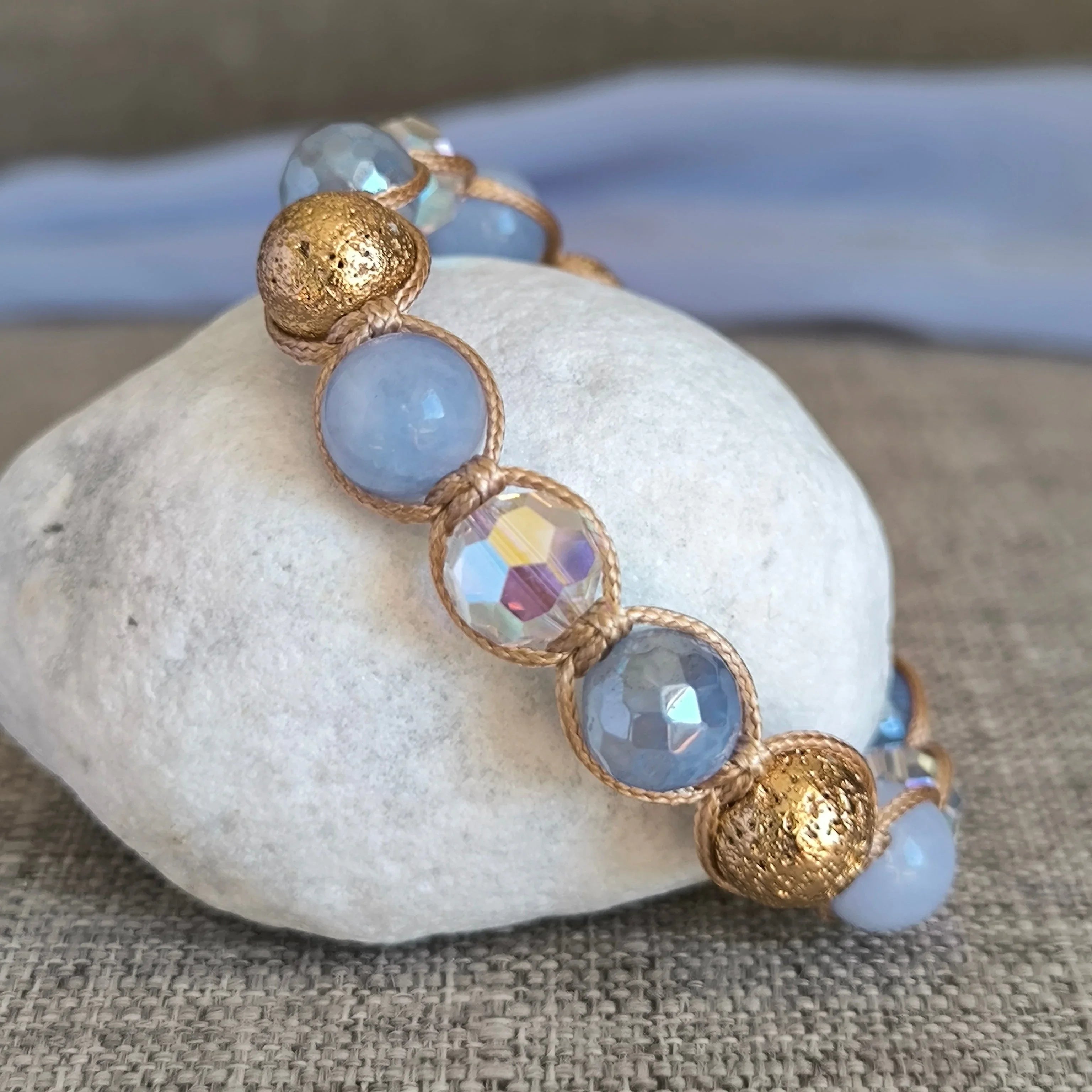 Golden Sky - Mineral Bracelet (Aquamarine, Agate, Lava Stone) - Marole