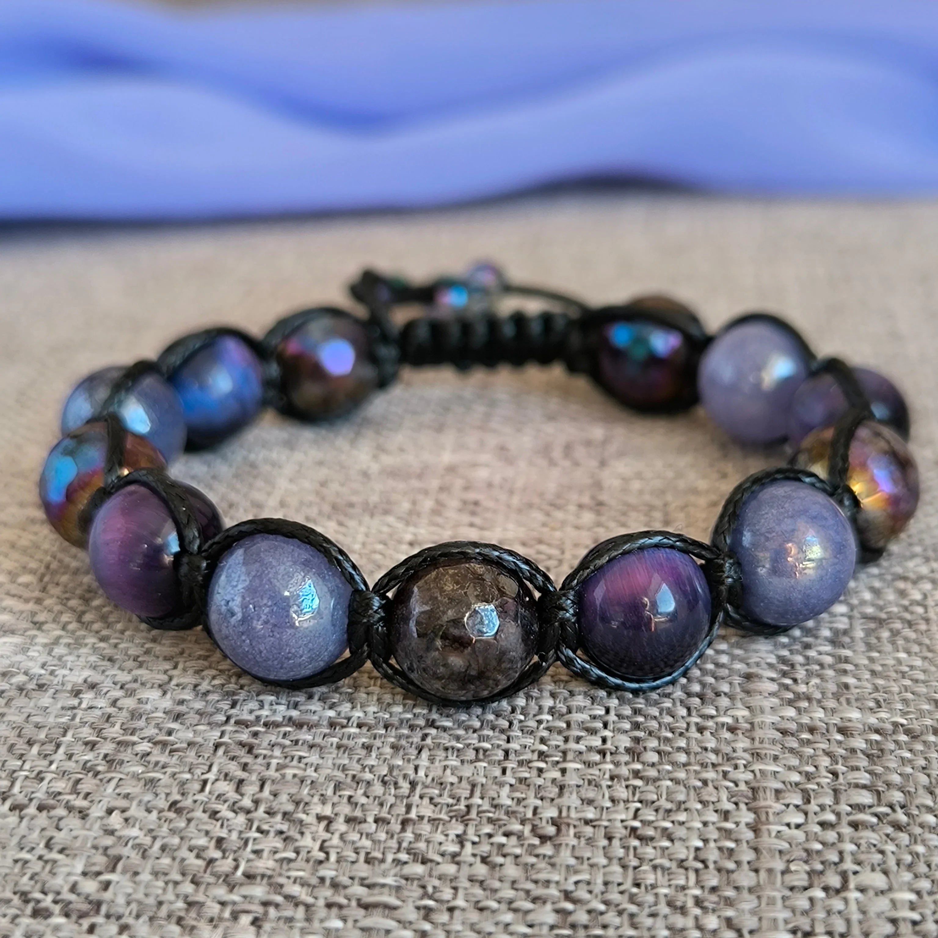 Midnight memory - Mineral bracelet (Jadeite, Tiger Eye, Angelite) - Marole