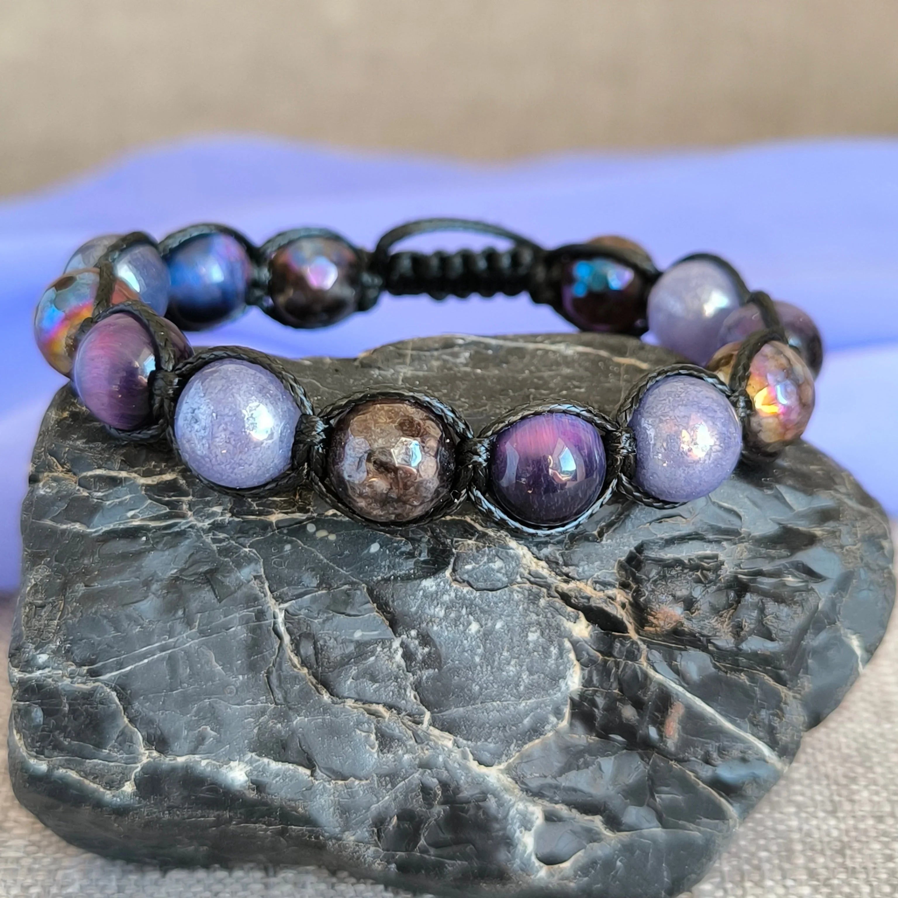 Midnight memory - Mineral bracelet (Jadeite, Tiger Eye, Angelite) - Marole
