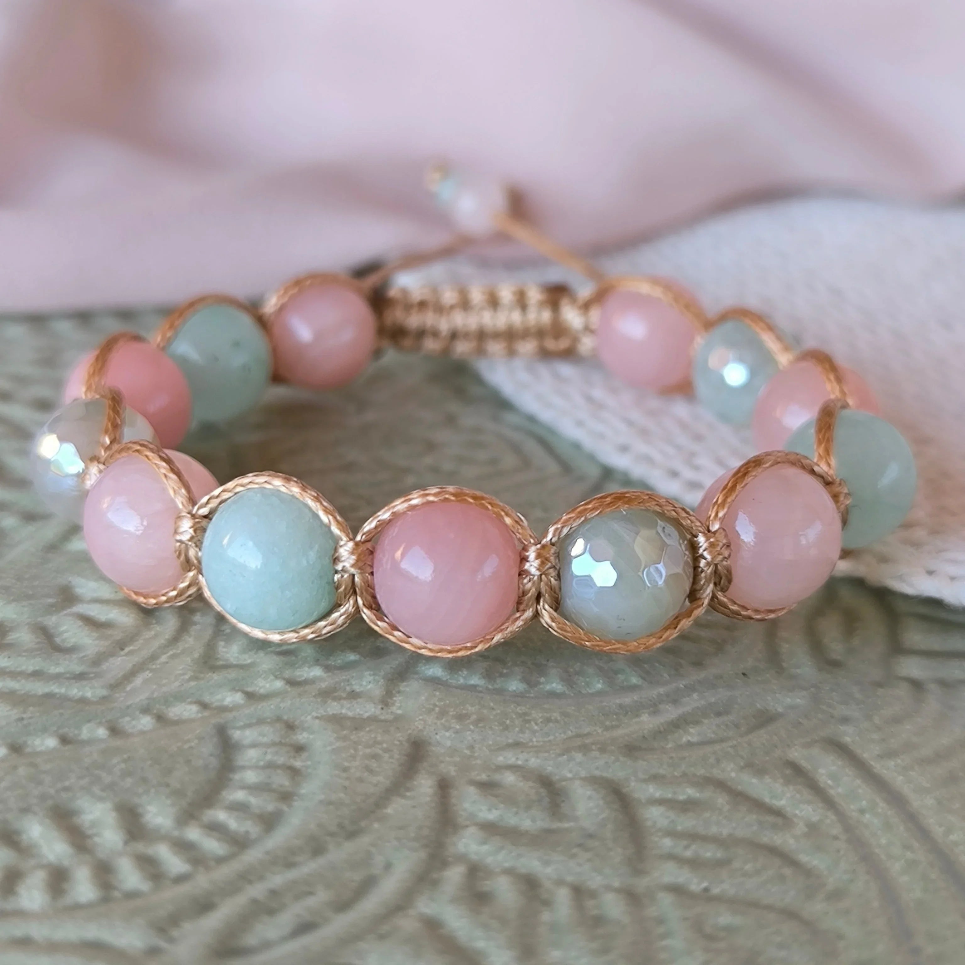 Rossa - Mineral Bracelet (Amazonite, Agate, Jadeite - Mashan) - Marole
