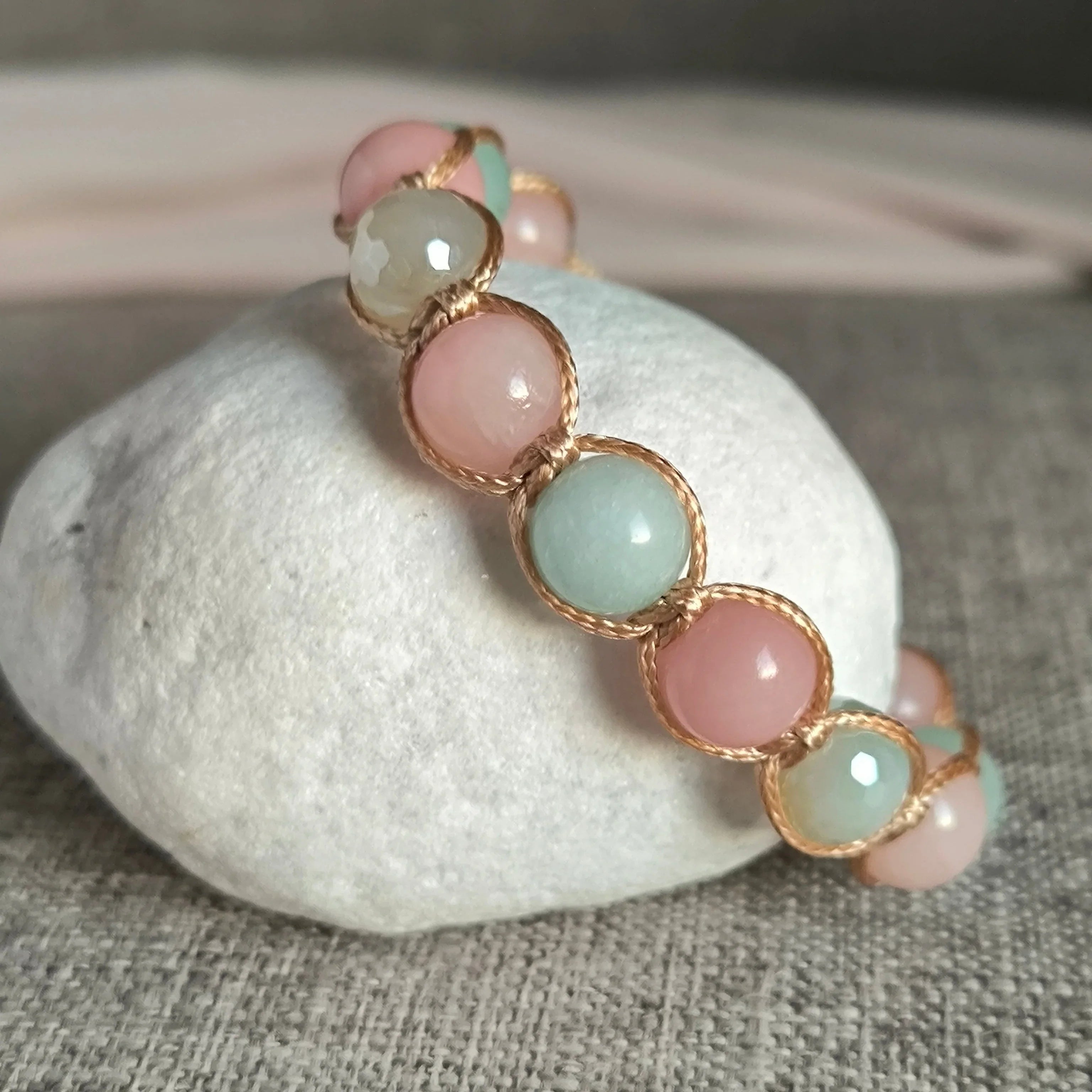 Rossa - Mineral Bracelet (Amazonite, Agate, Jadeite - Mashan) - Marole