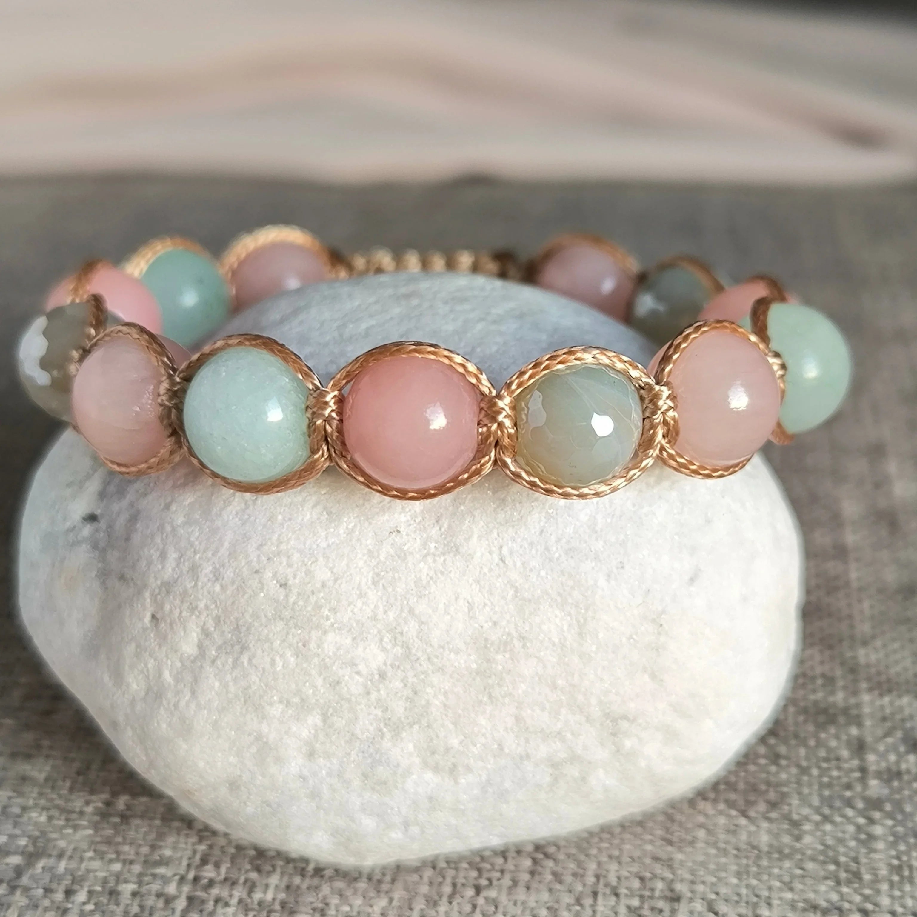 Rossa - Mineral Bracelet (Amazonite, Agate, Jadeite - Mashan) - Marole