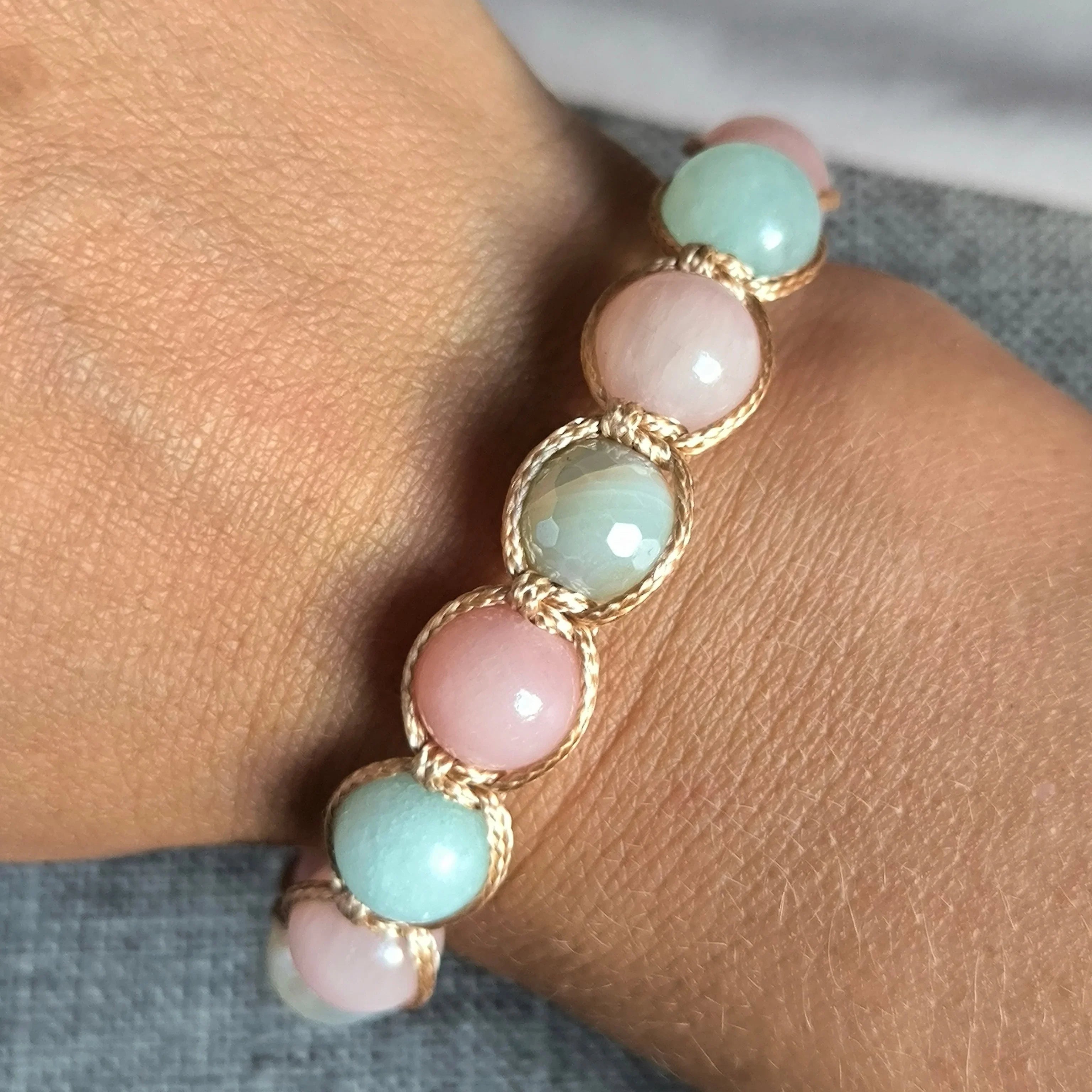Rossa - Mineral Bracelet (Amazonite, Agate, Jadeite - Mashan) - Marole