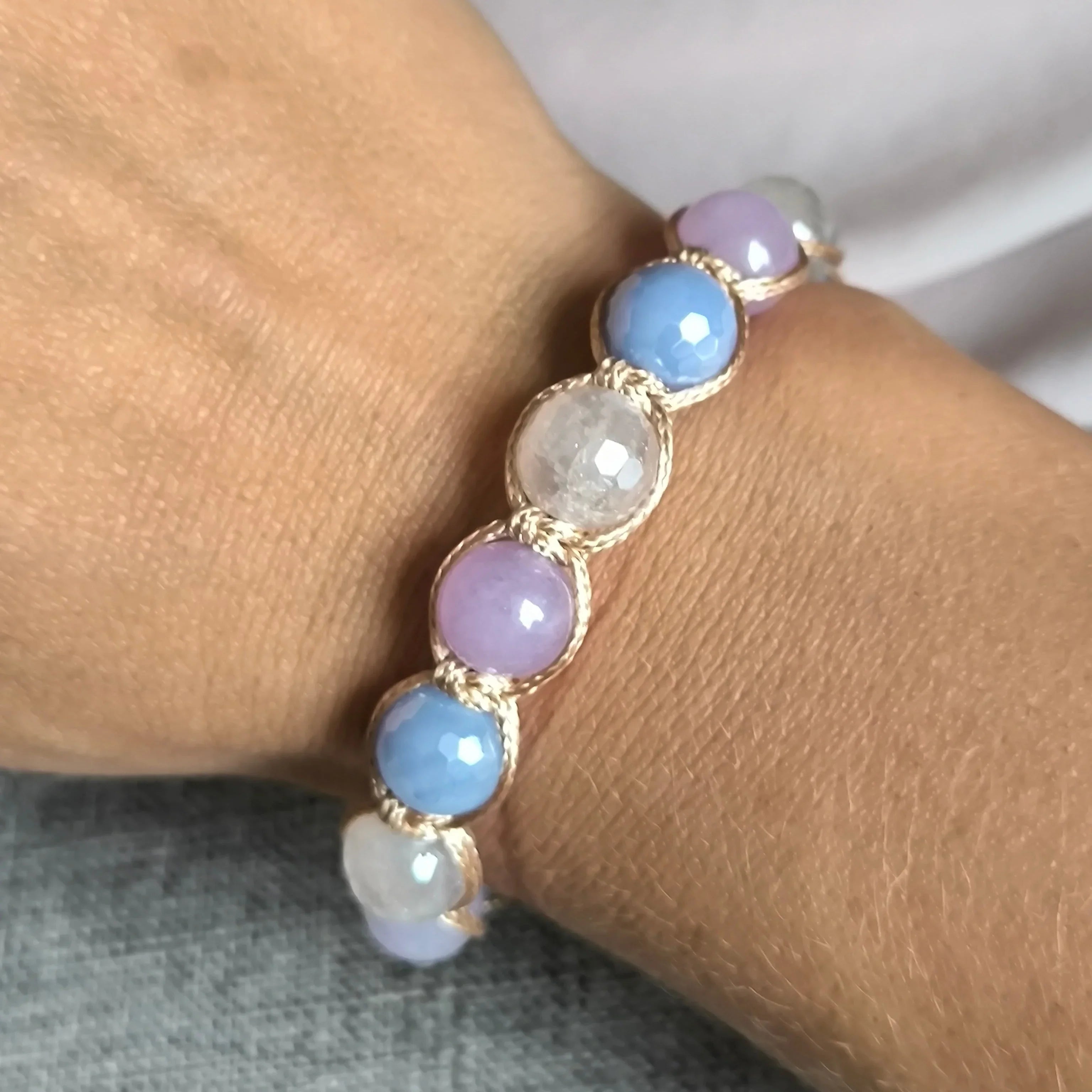 Aurora - Mineral Bracelet (Agate, Rose Quartz, Angelite) - Marole