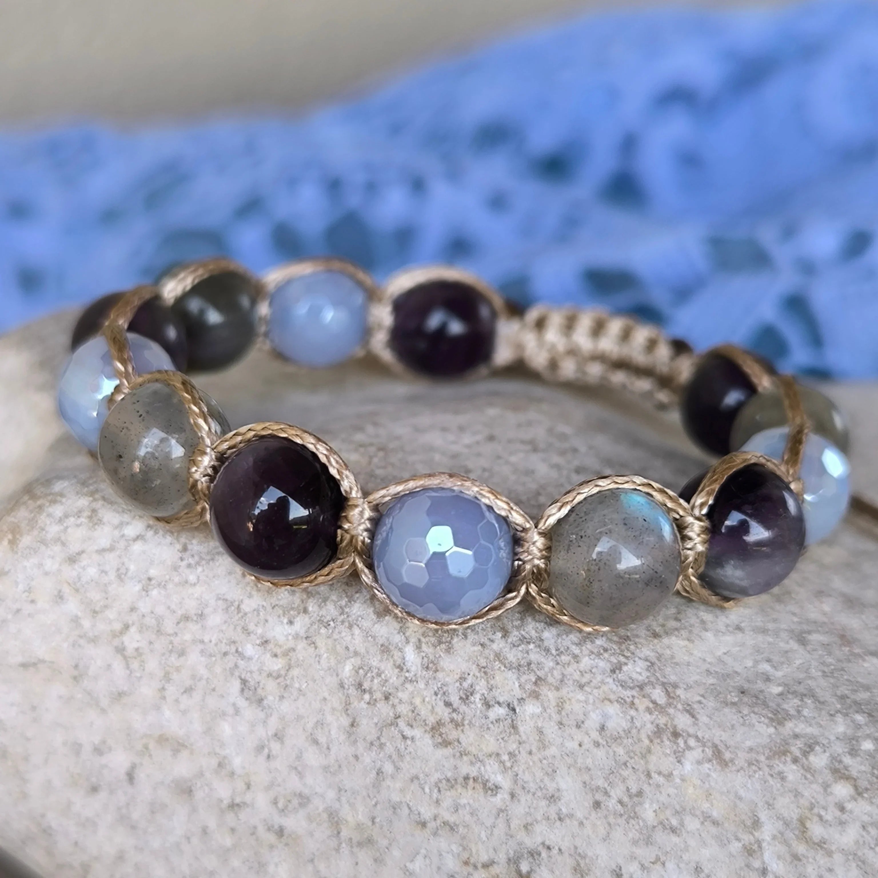 Calm - Náramok z minerálov (Ametyst, Labradorit, Achát) - Marole