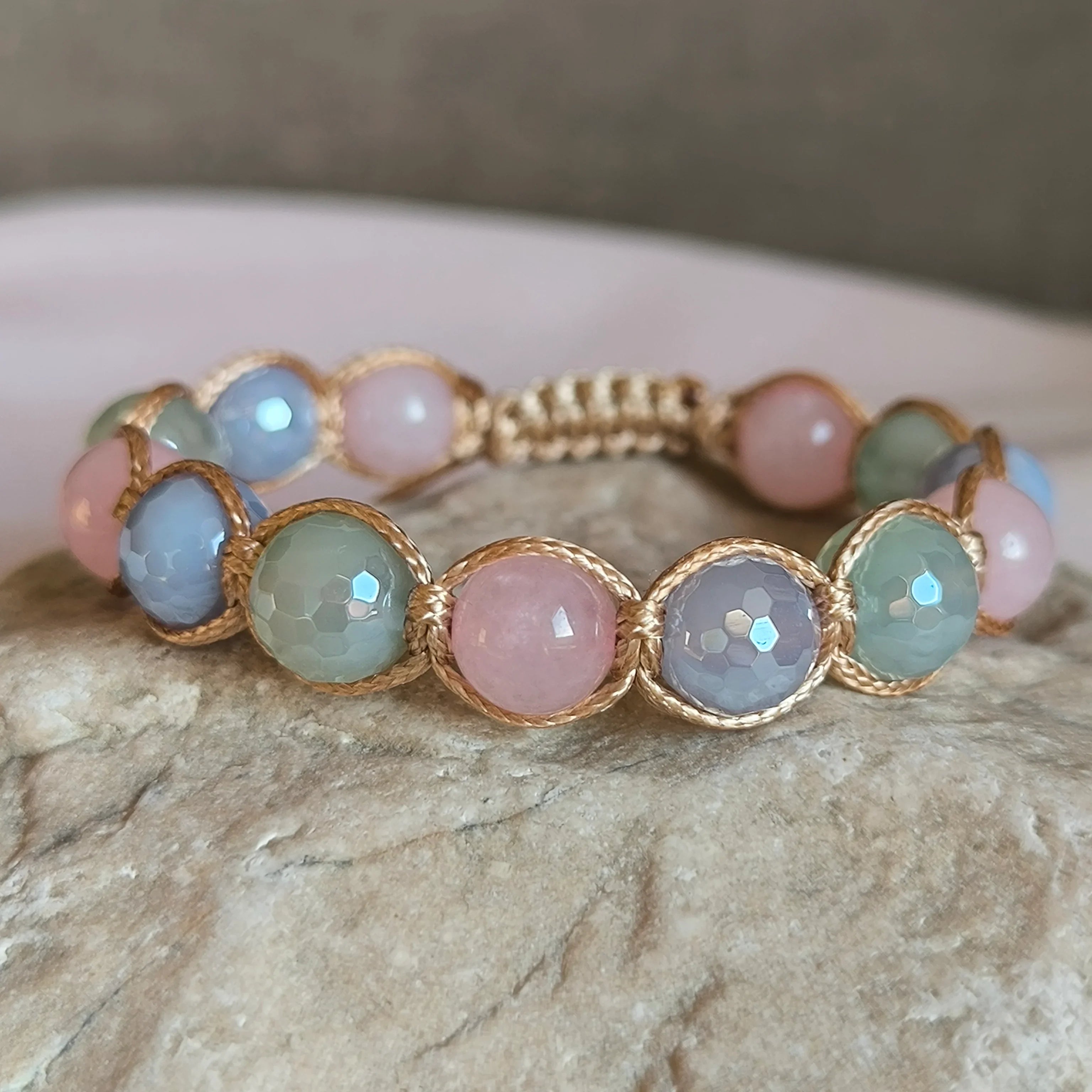 Fairy garden - Mineral bracelet (Agate, Rose quartz) - Marole