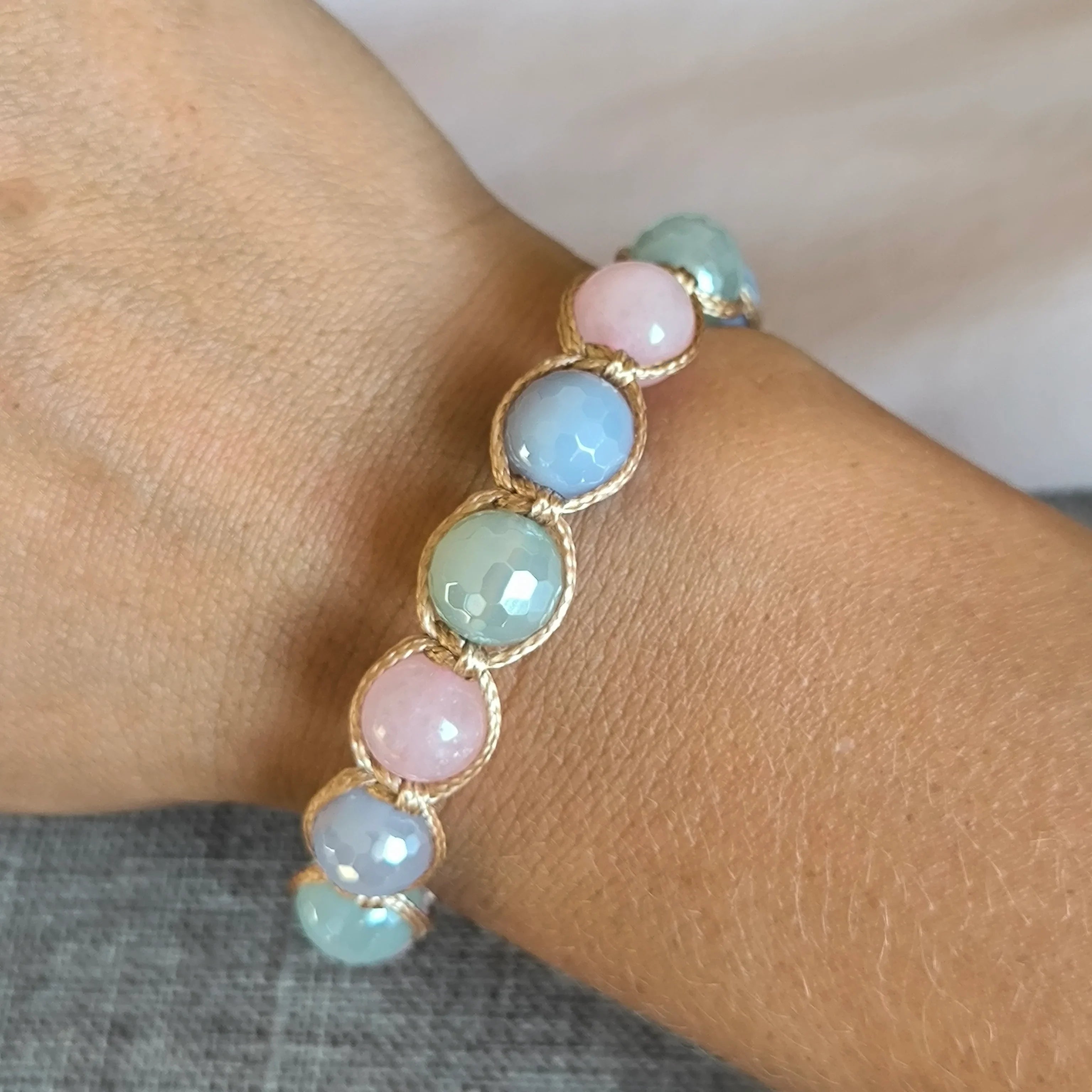 Fairy garden - Mineral bracelet (Agate, Rose quartz) - Marole