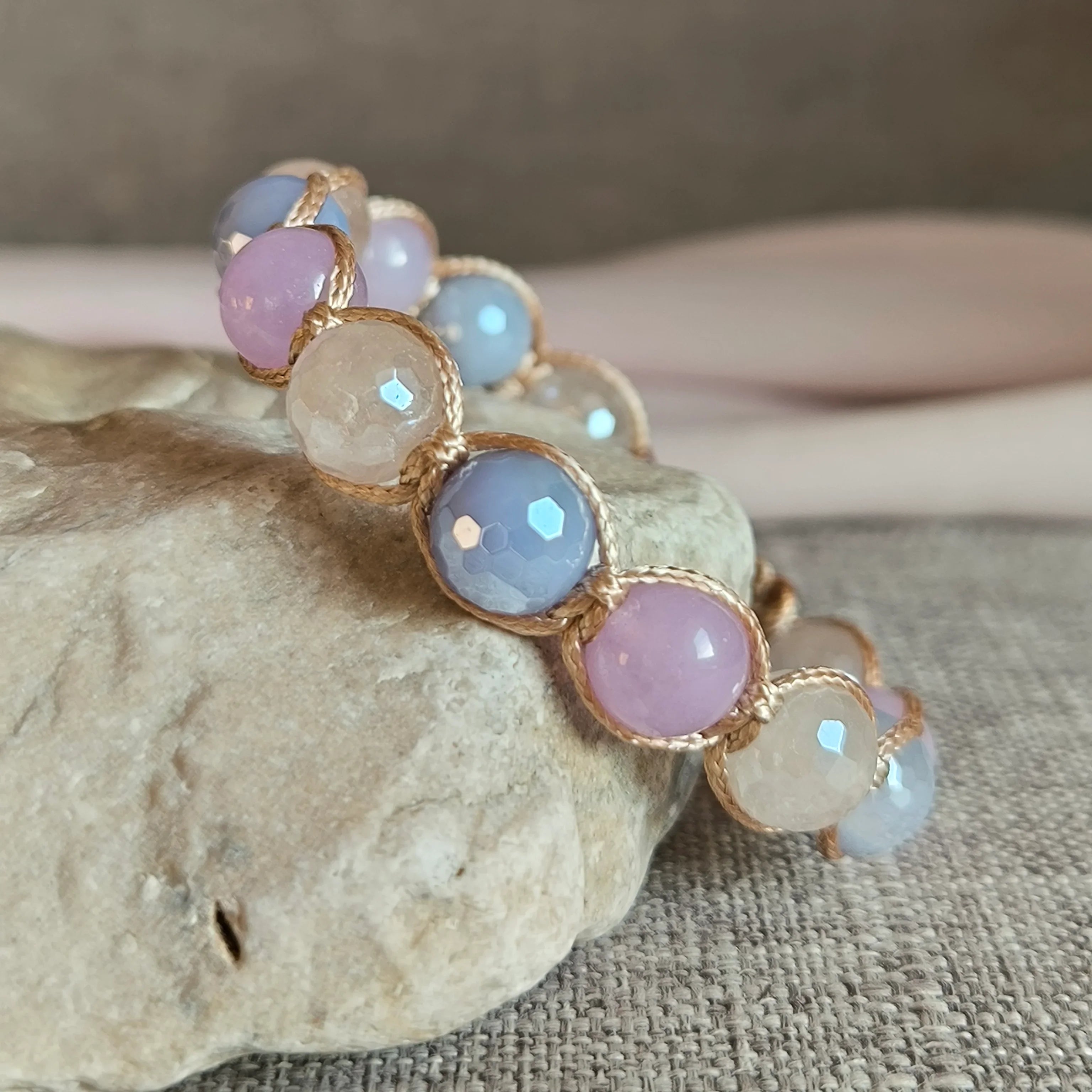 Aurora - Mineral Bracelet (Agate, Rose Quartz, Angelite) - Marole