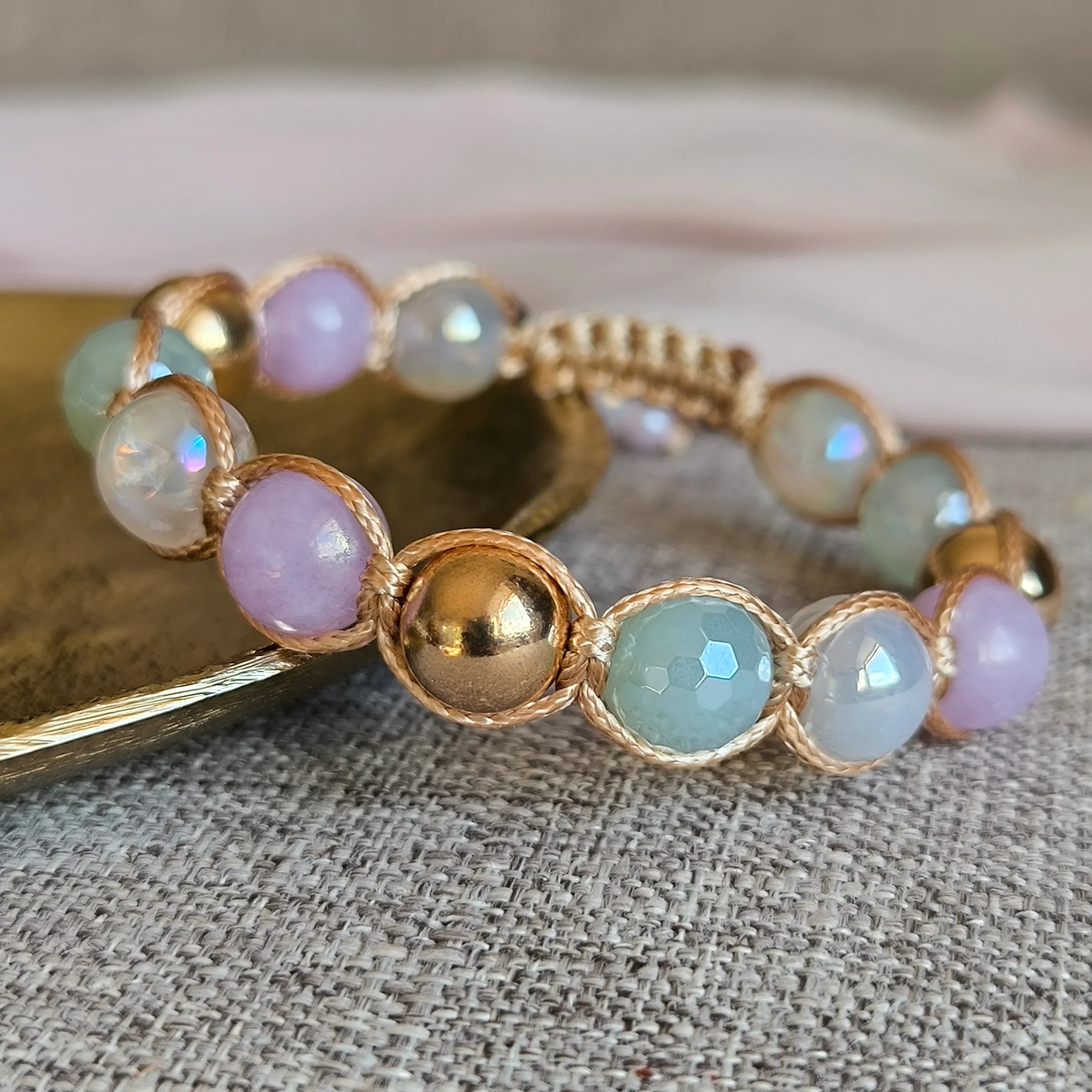Lavender Mint - Mineral Bracelet (Agate, Hematite, Angelite) - Marole