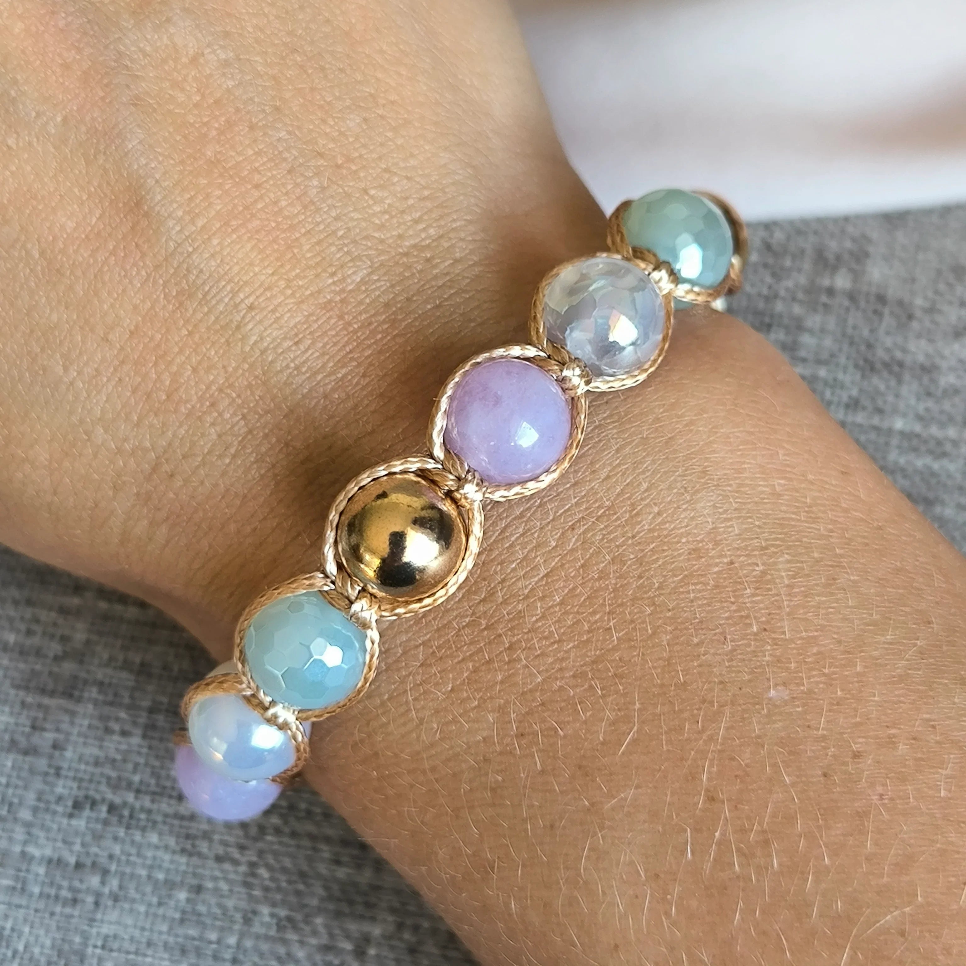 Lavender Mint - Mineral Bracelet (Agate, Hematite, Angelite) - Marole