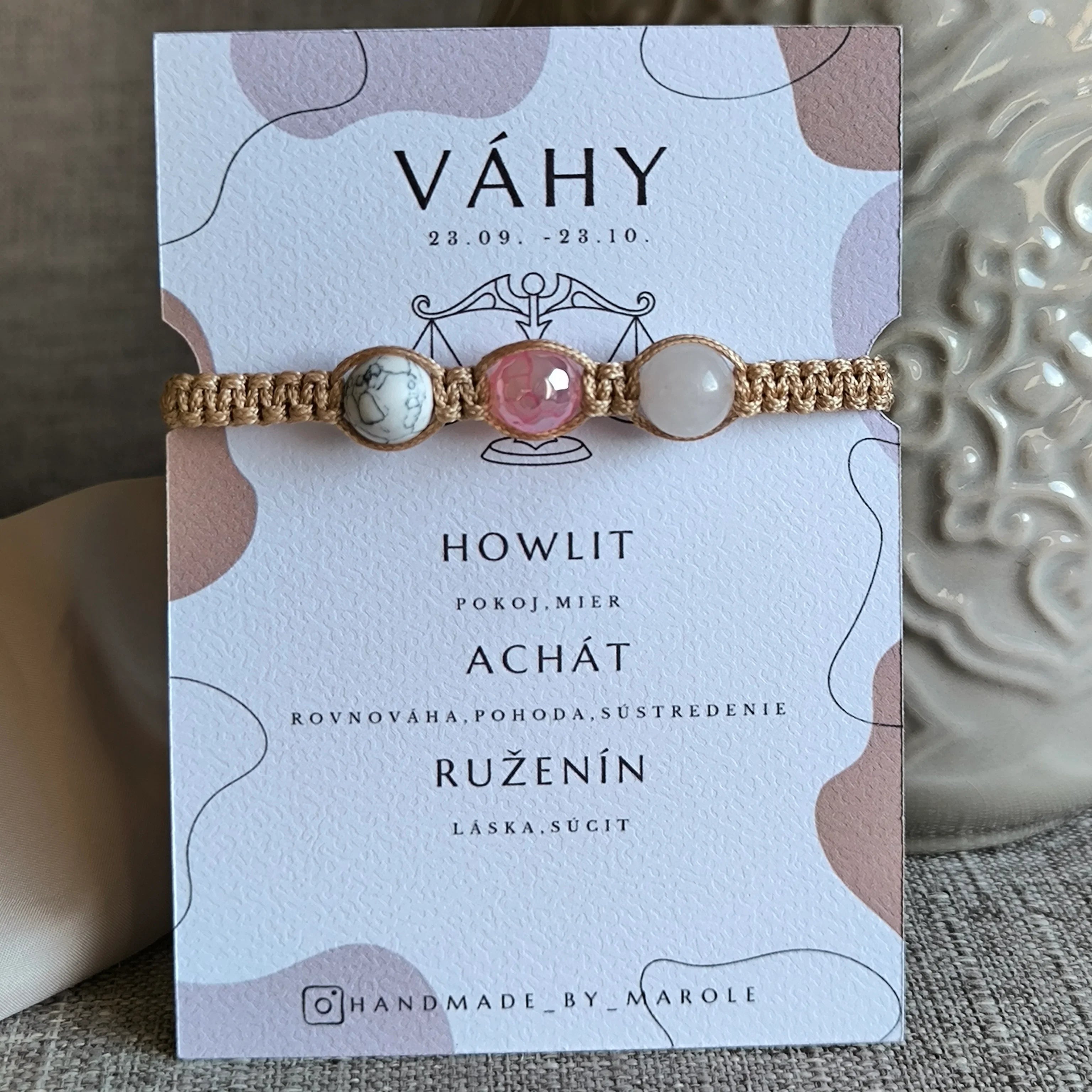 Libra (Howlite, Agate, Rose Quartz) - Marole