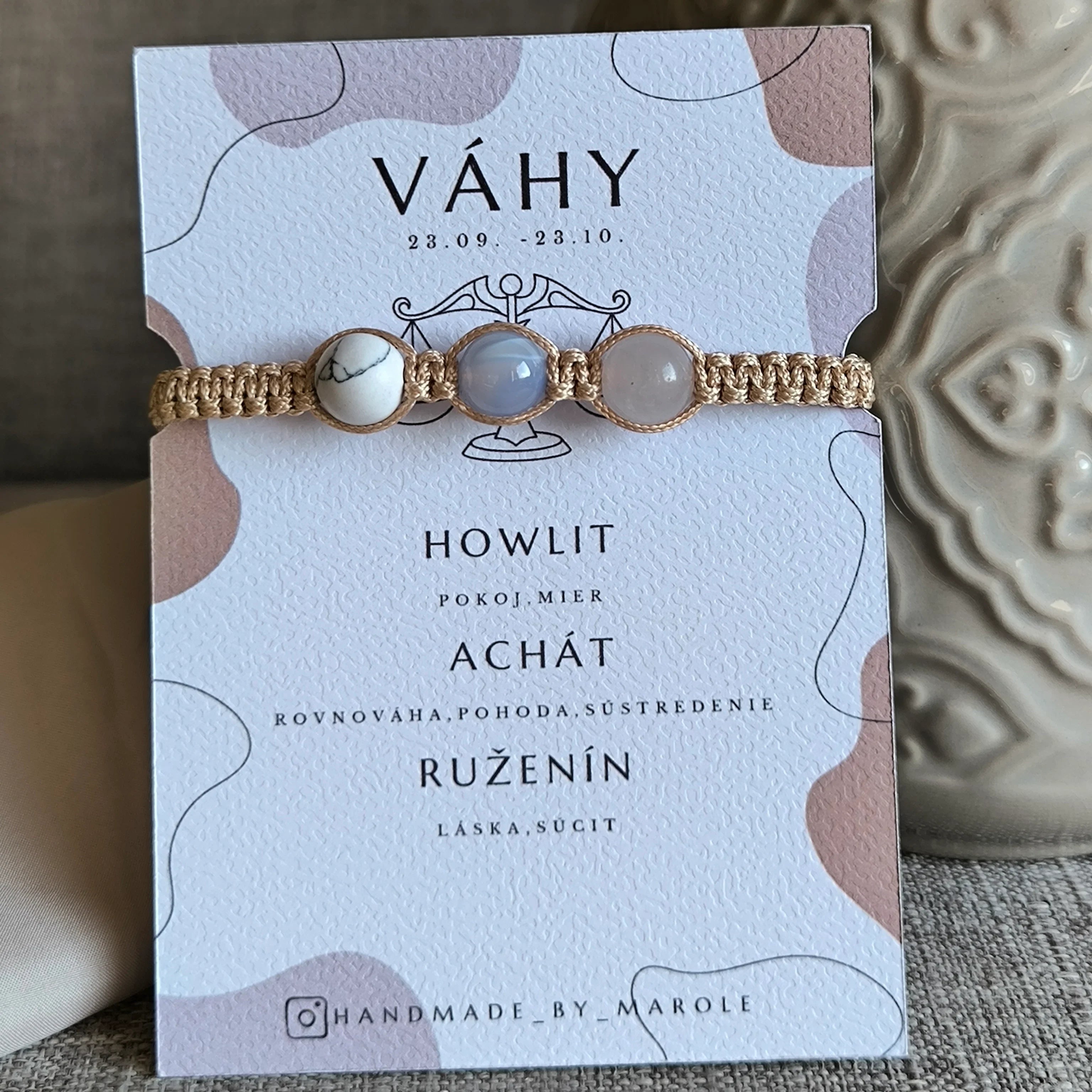 Libra (Howlite, Agate, Rose Quartz) - Marole