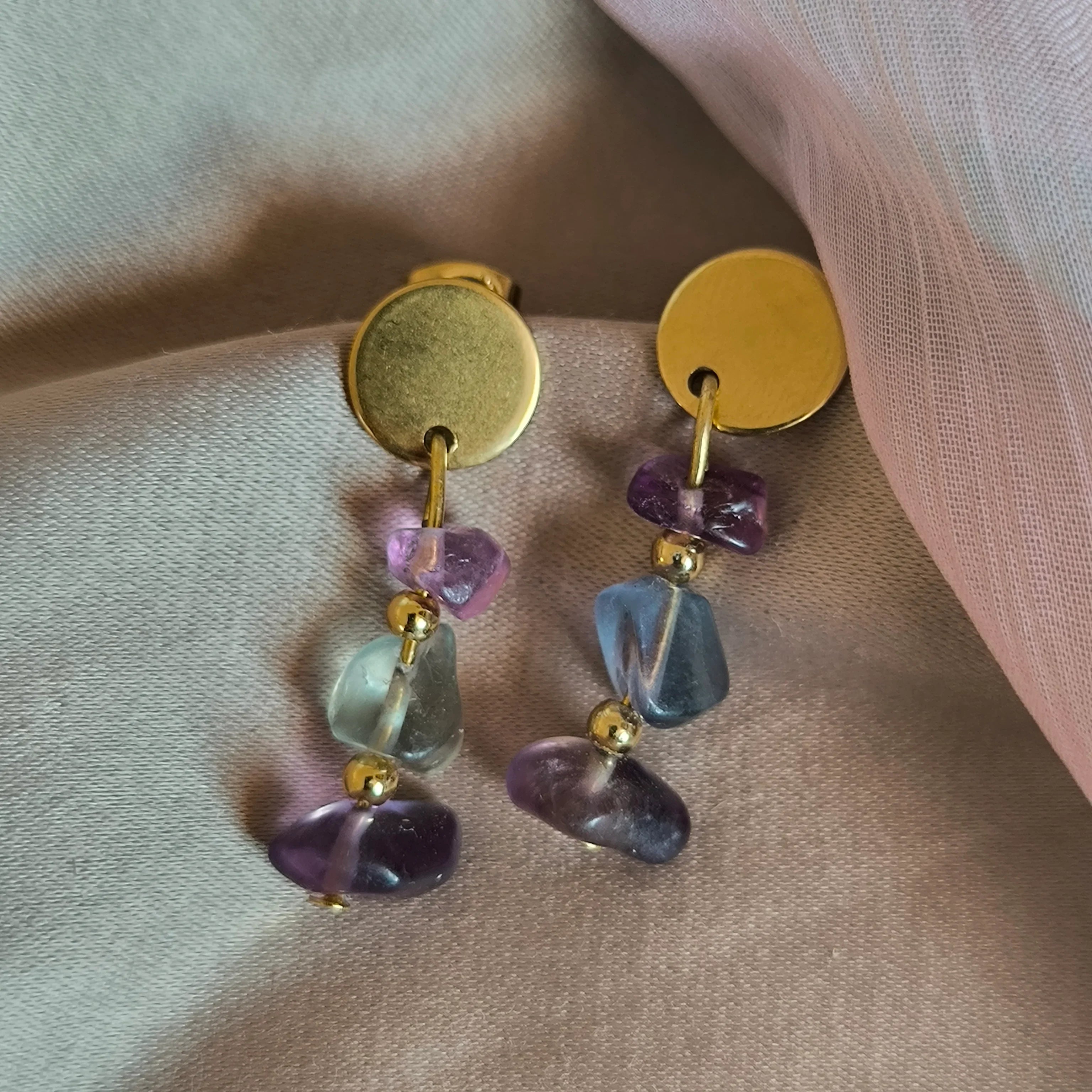 Náušnice z minerálov (Flourit) - Marole