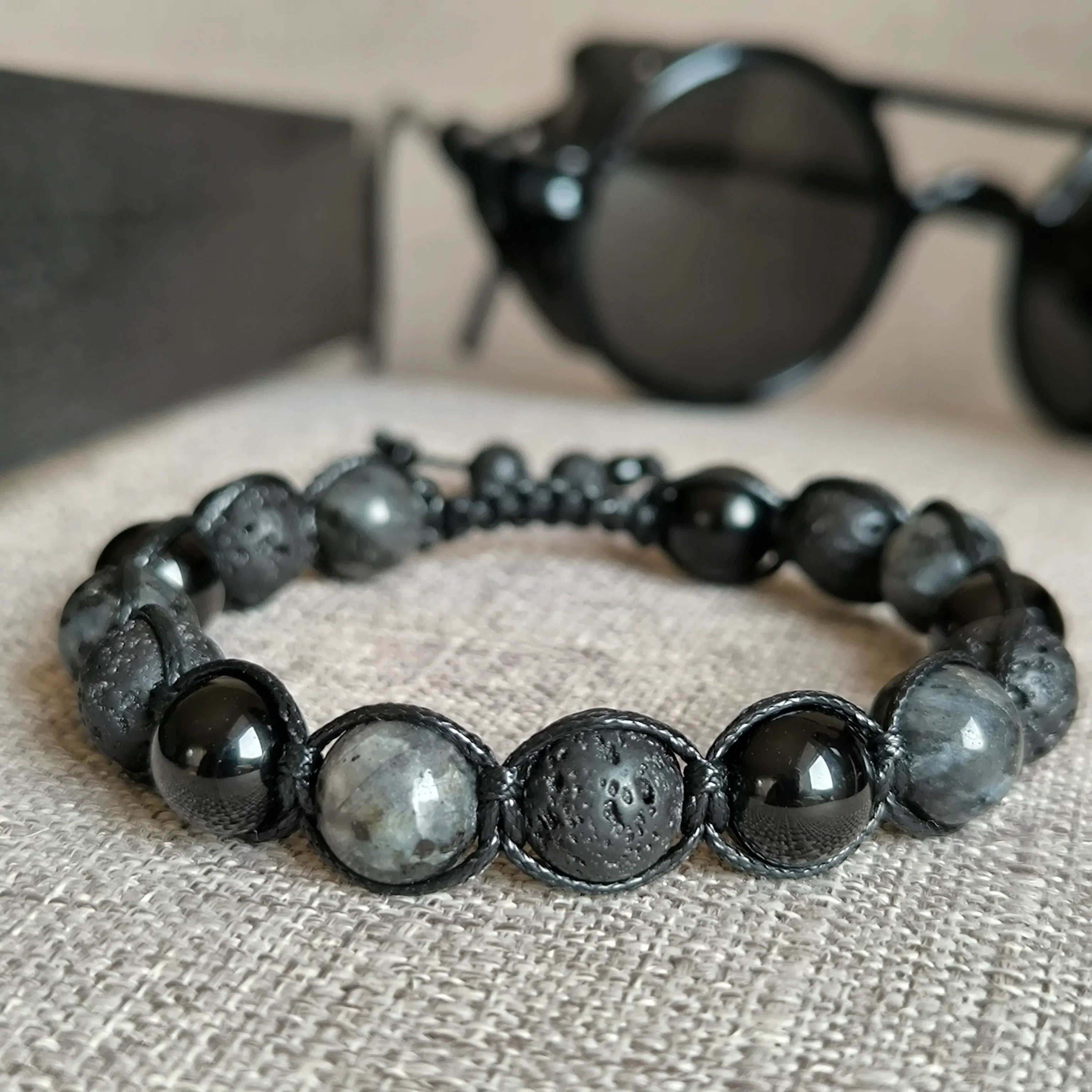 Black Soul - Mineral Bracelet (Tourmaline, Lava Stone, Labradorite) - Marole