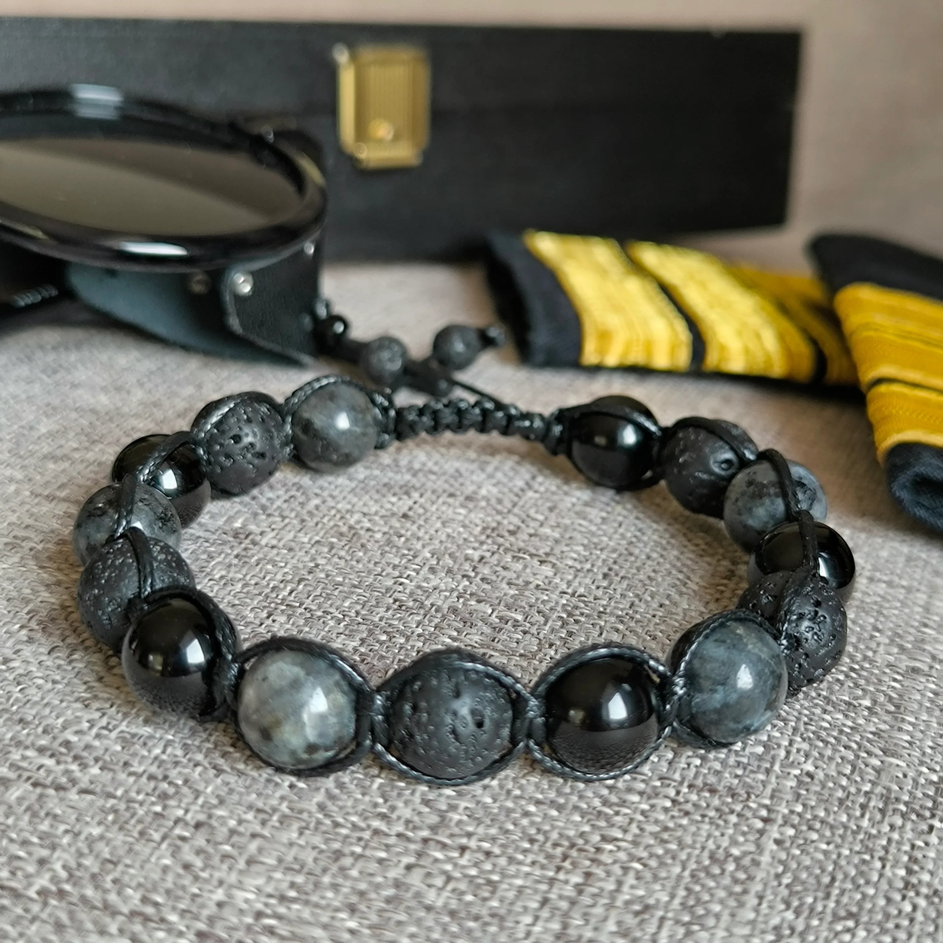 Black Soul - Mineral Bracelet (Tourmaline, Lava Stone, Labradorite) - Marole