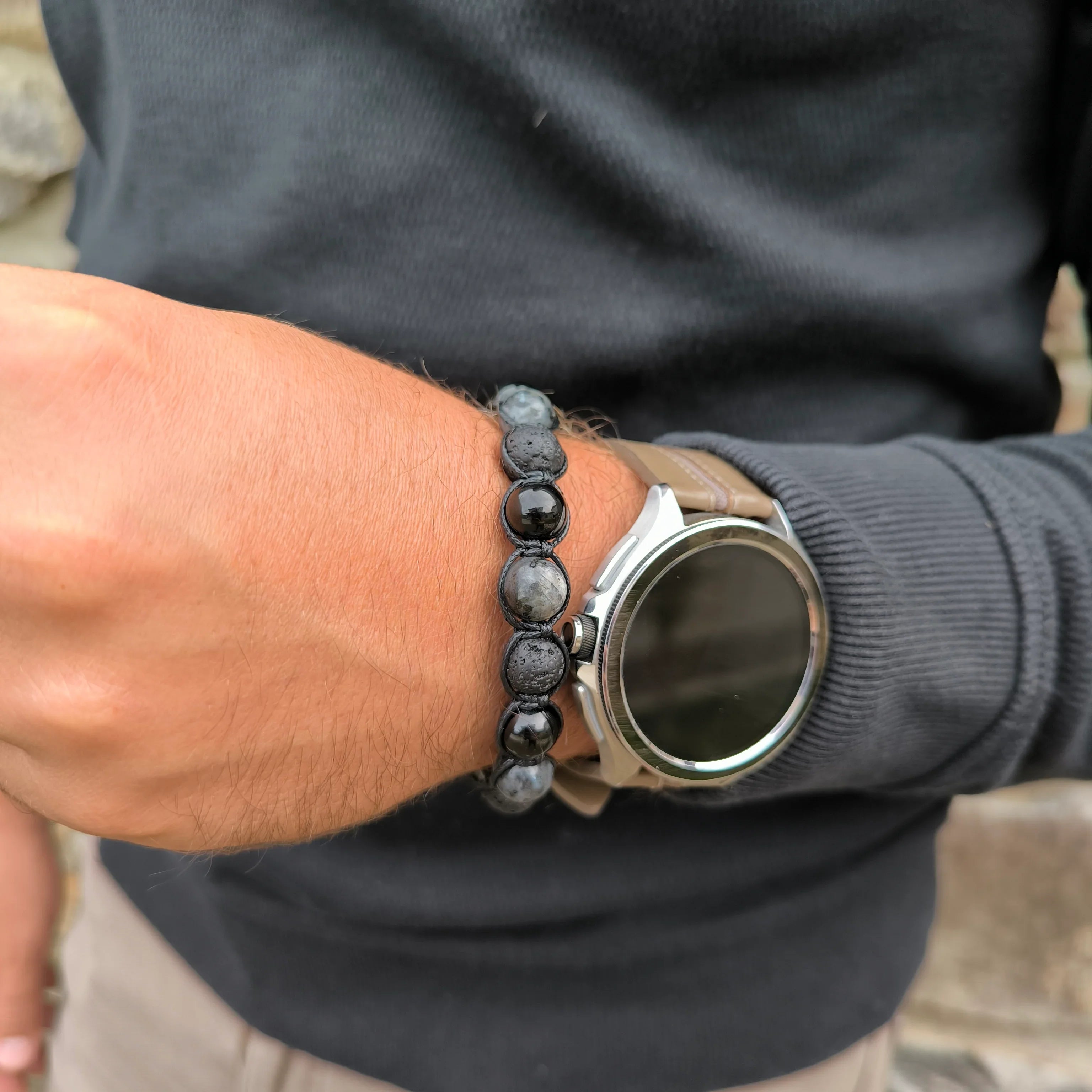 Black Soul - Mineral Bracelet (Tourmaline, Lava Stone, Labradorite) - Marole