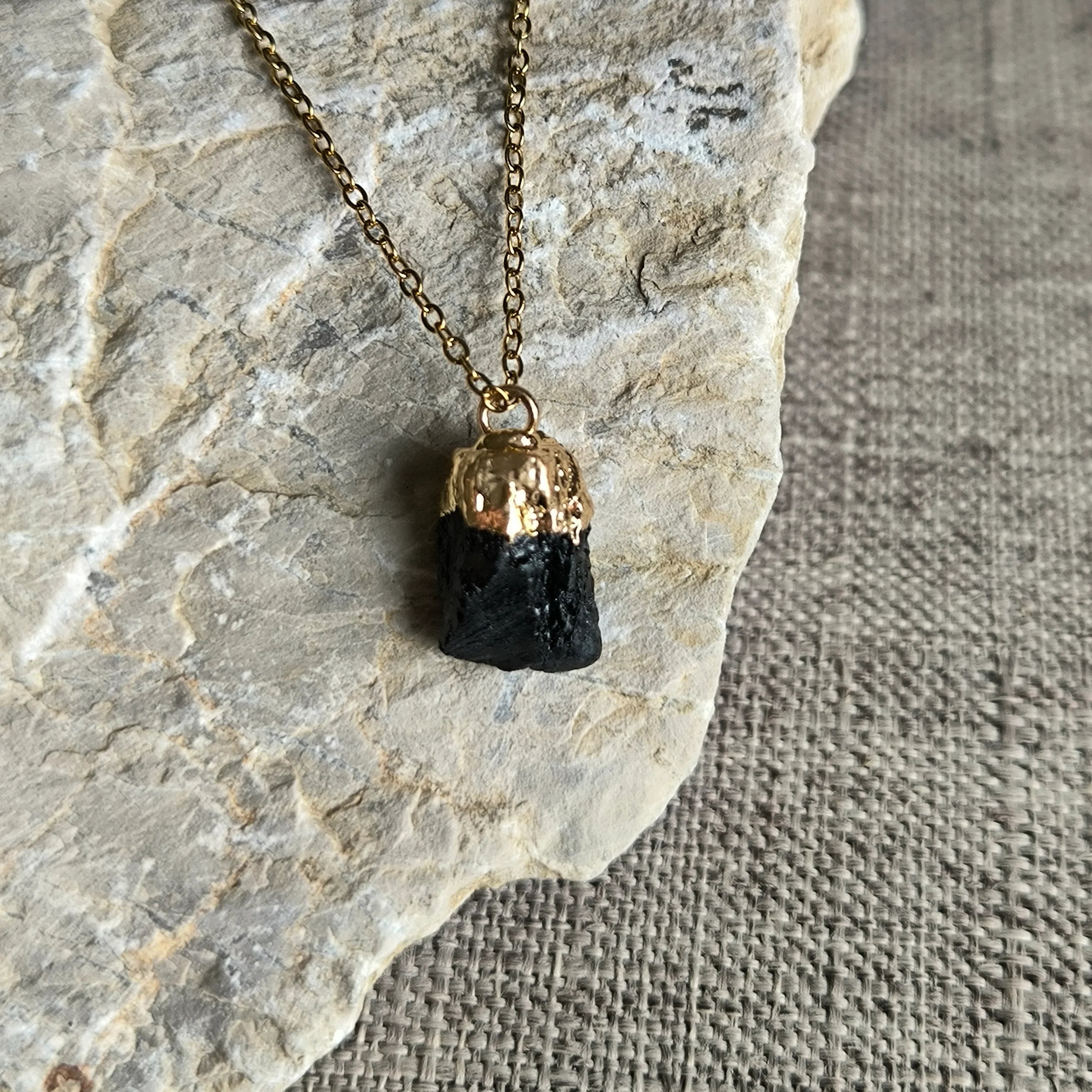 Chain with a pendant made of natural mineral (Tourmaline) - Marole