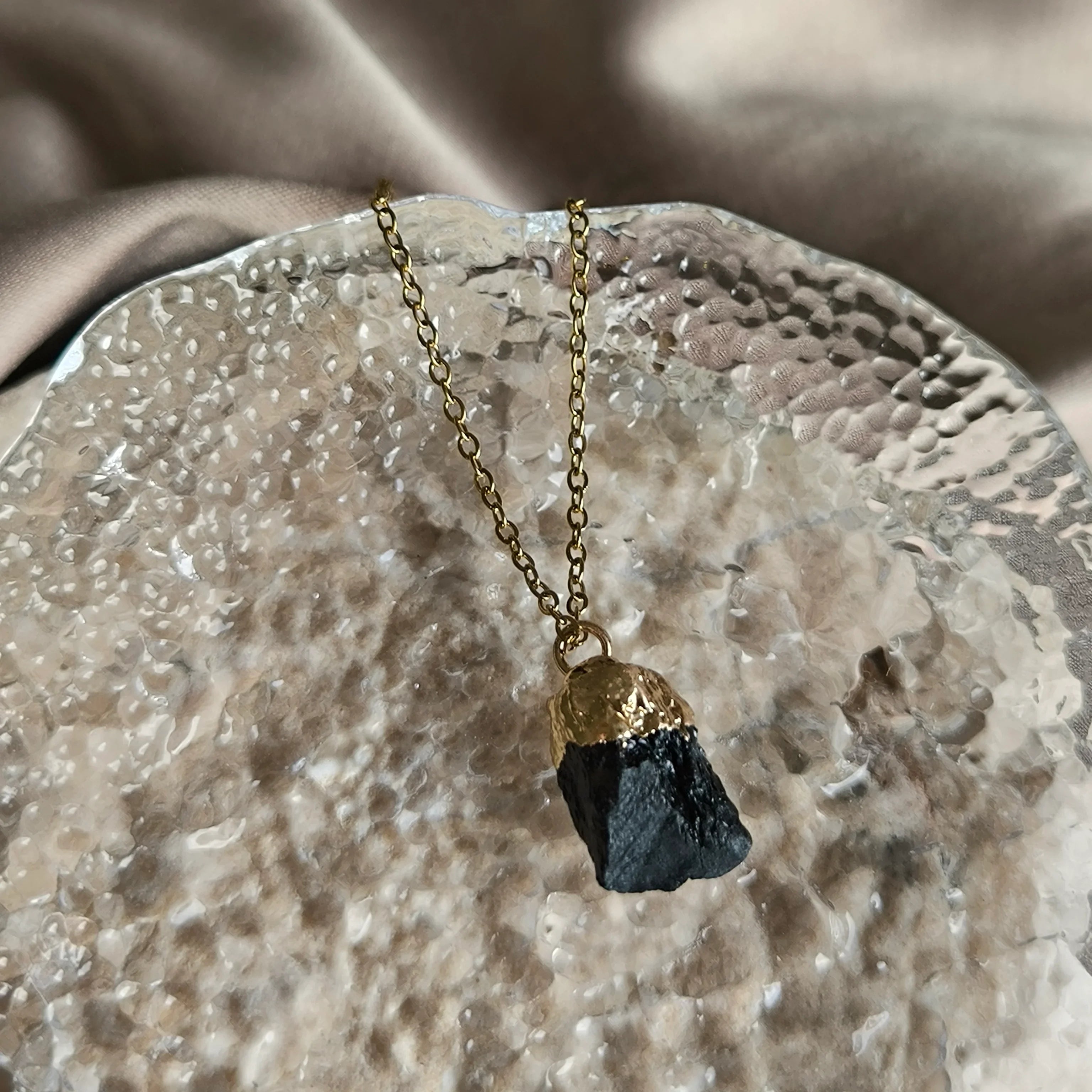 Chain with a pendant made of natural mineral (Tourmaline) - Marole