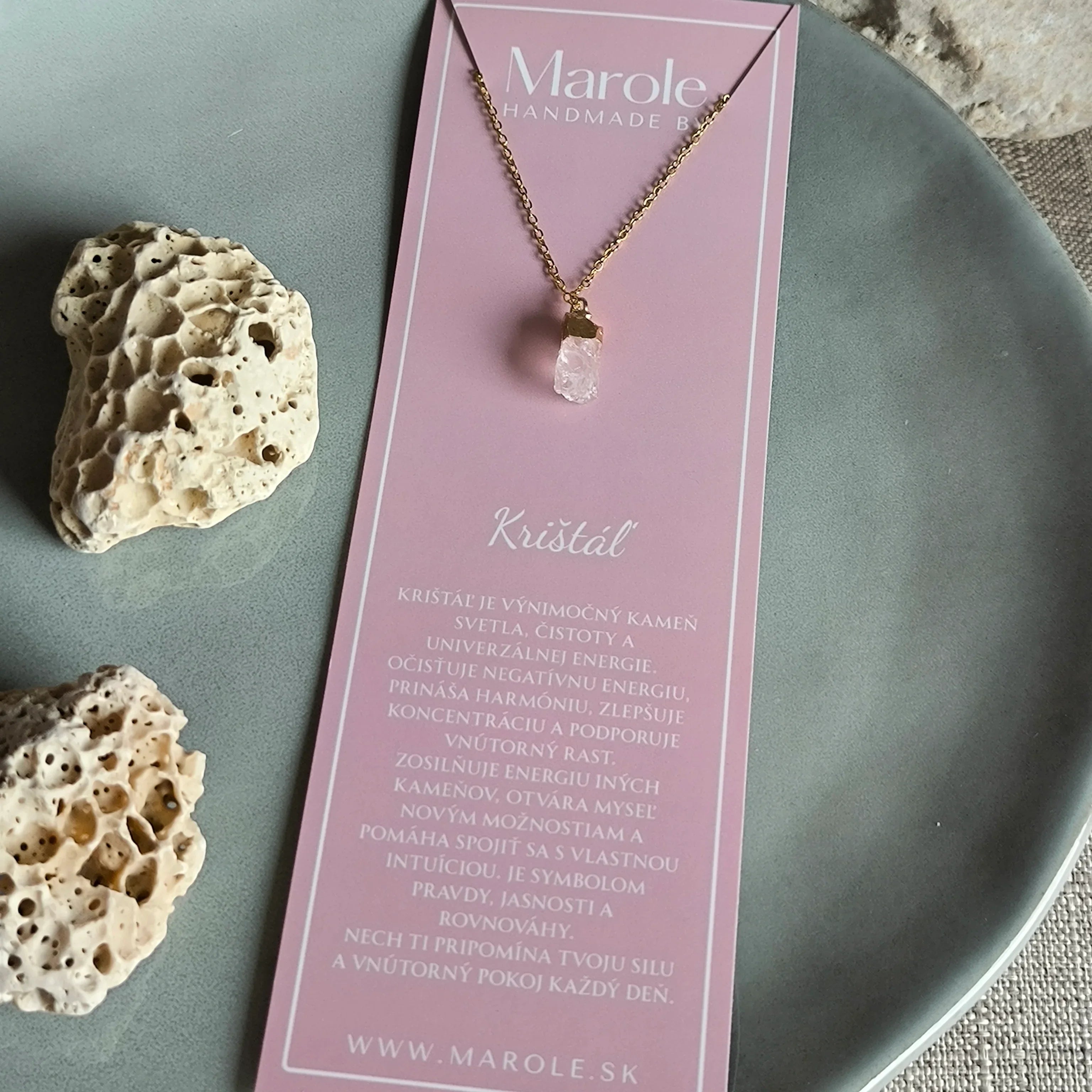 Chain with pendant made of natural mineral (Crystal) - Marole