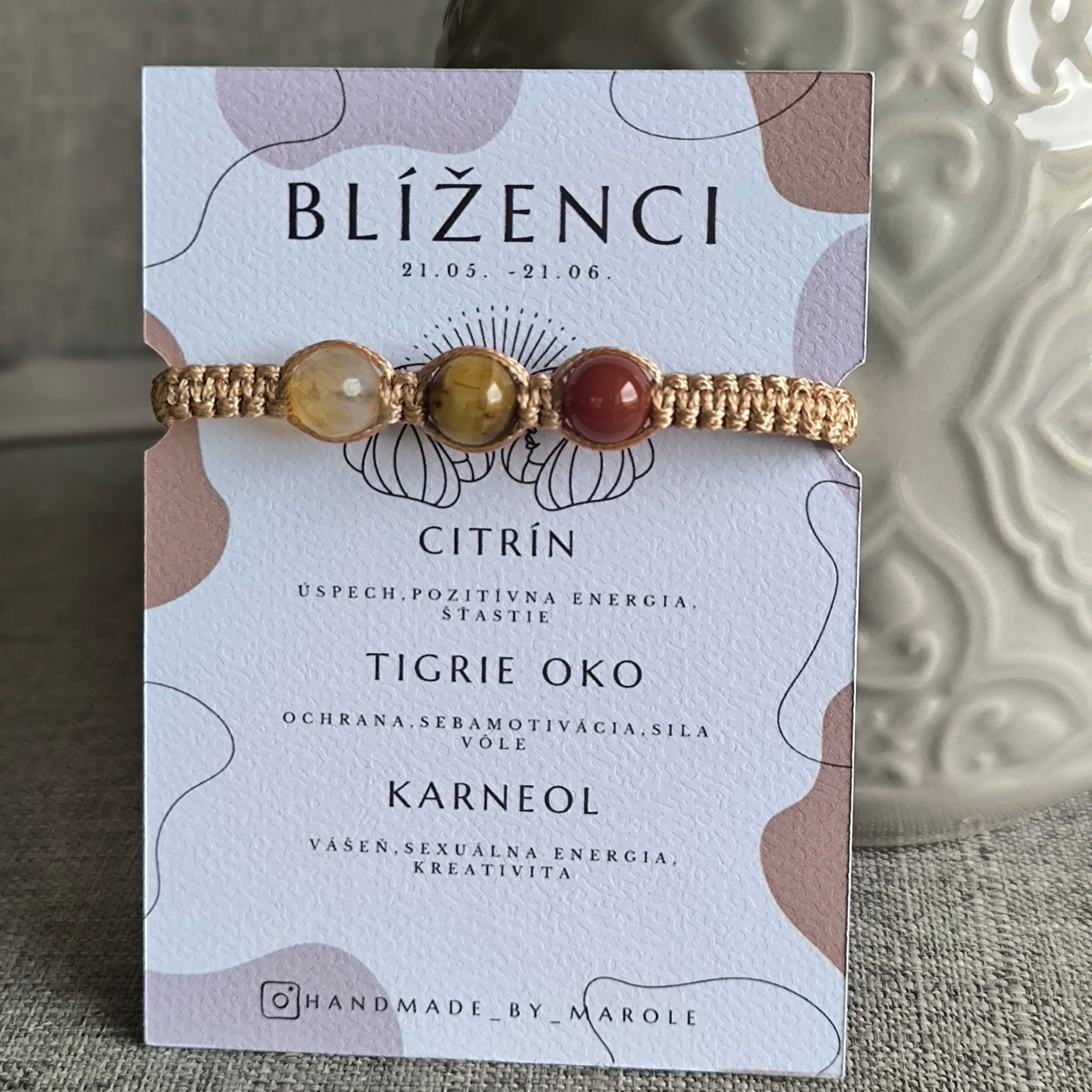 Blíženci (Ctrín, Tigrie Oko, Karneol)