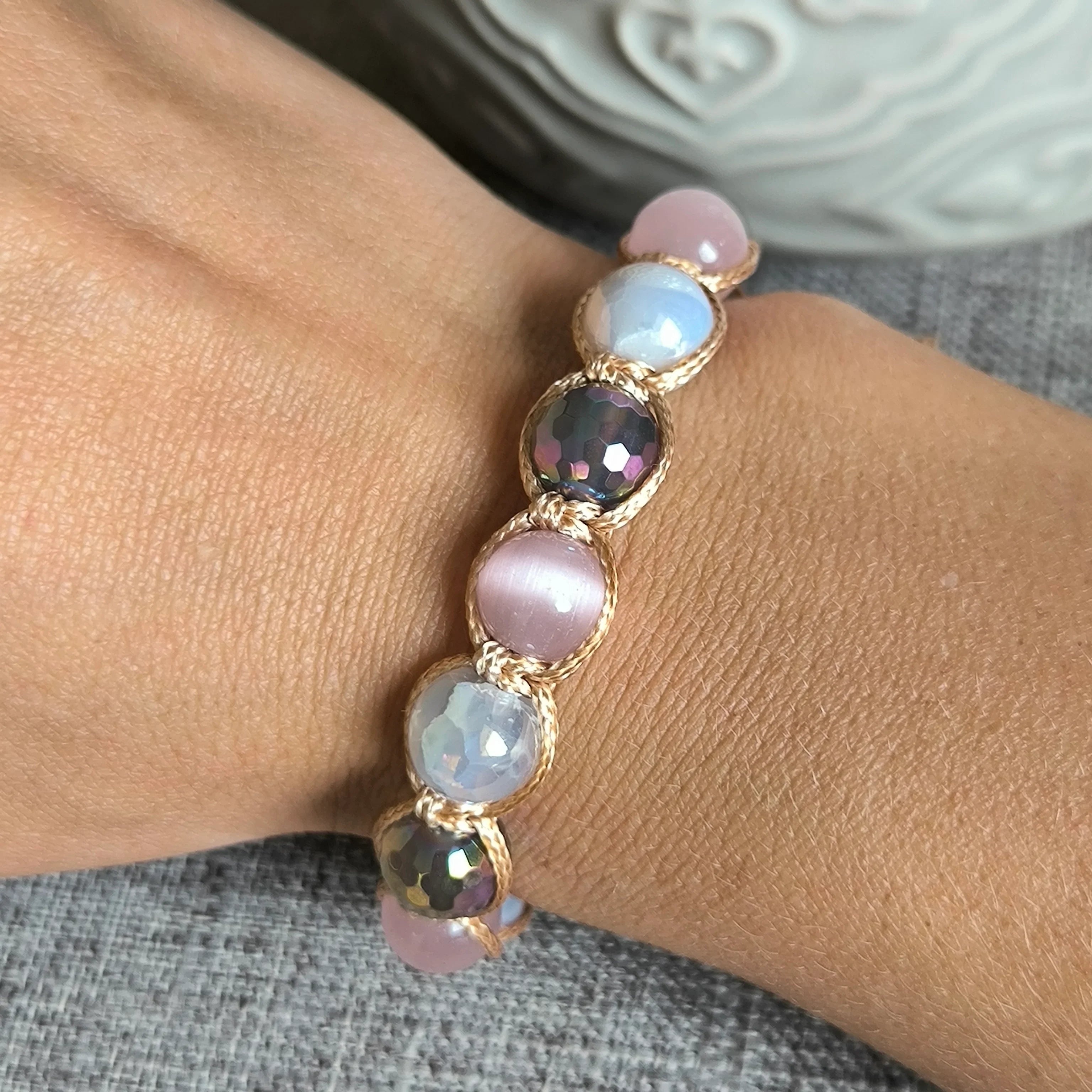 Lena - Mineral bracelet (Cat's eye, Agate) - Marole